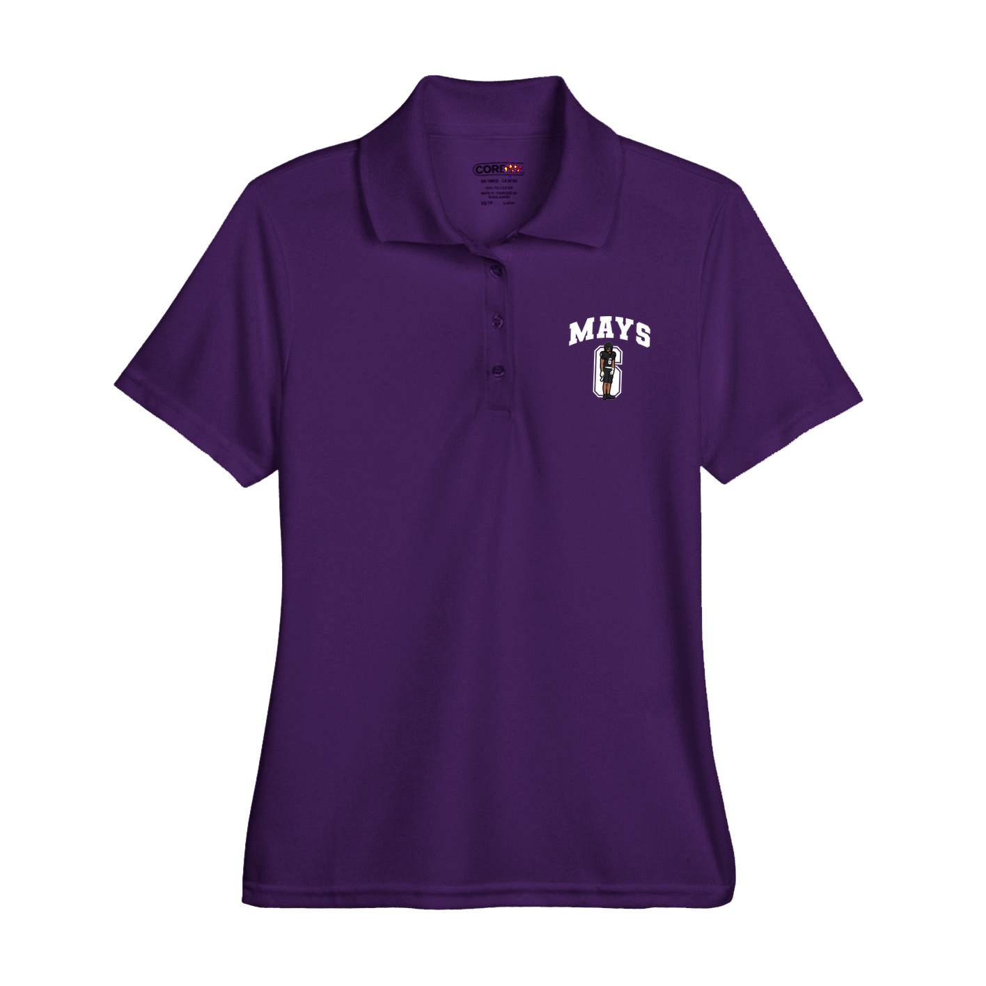 Womens Performance Polo — Number in Purple