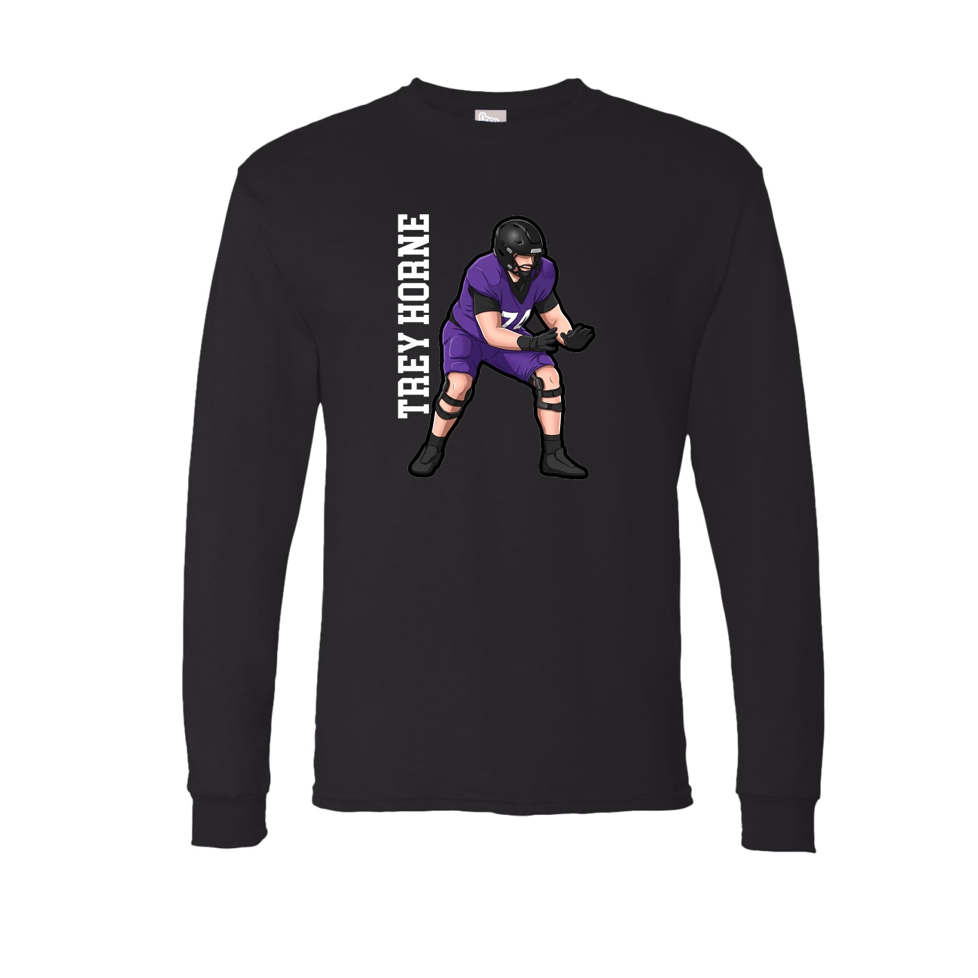Long Sleeve Tee — Name Vertical in Black