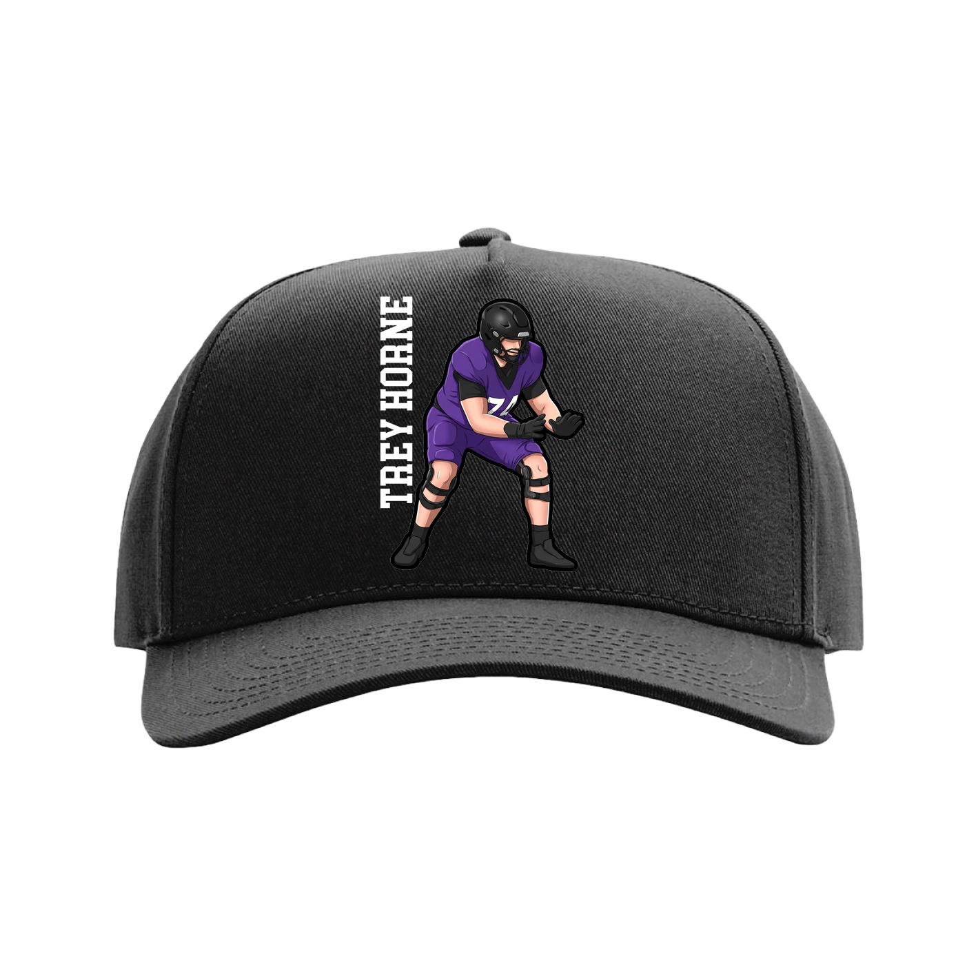Full Fabric Five-Panel Champ Cap — Name Vertical in Black