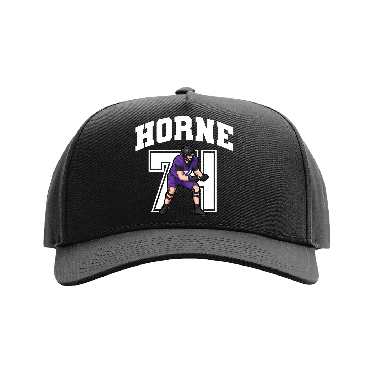 Full Fabric Five-Panel Champ Cap — Number in Black