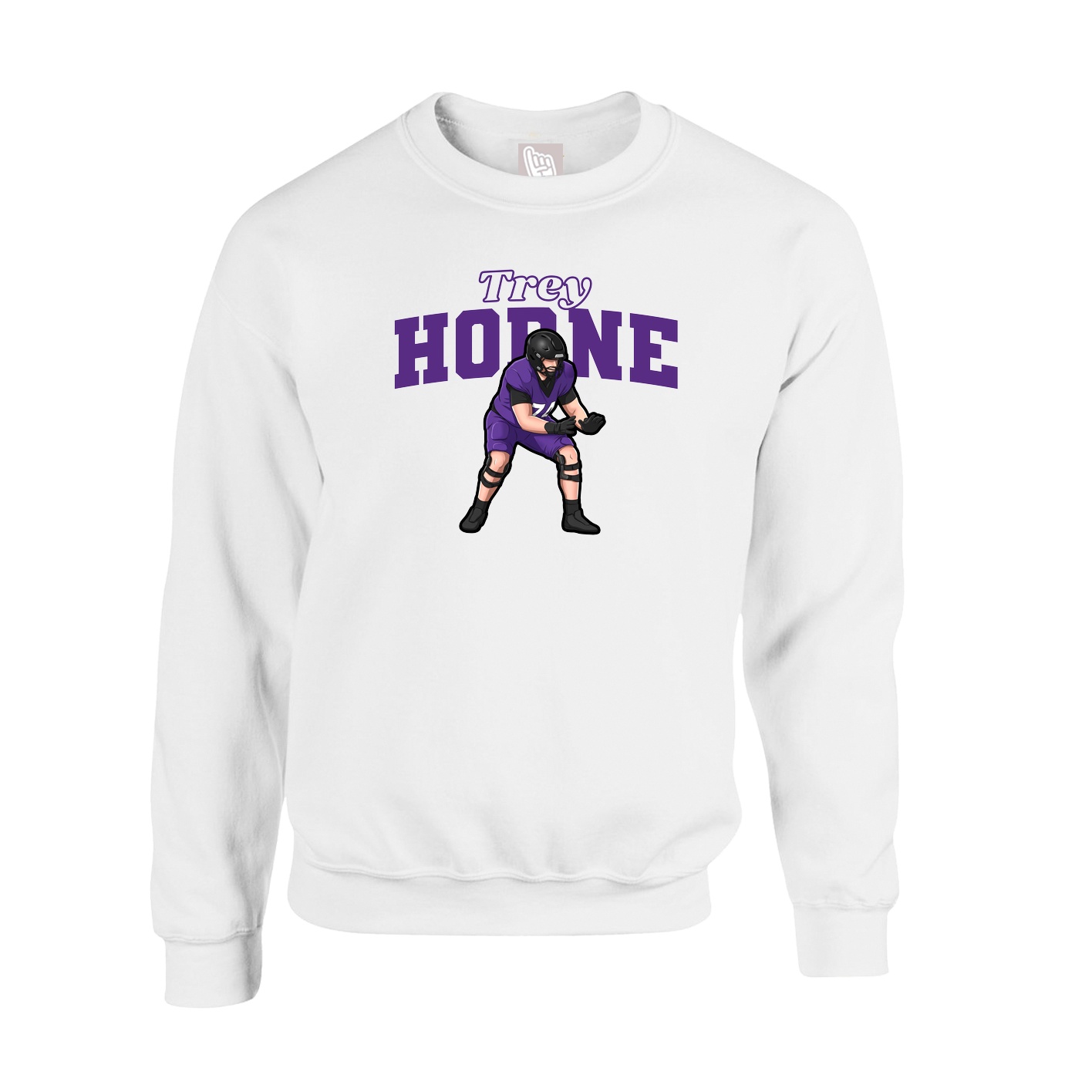 Fleece Crew — Name Arch in White