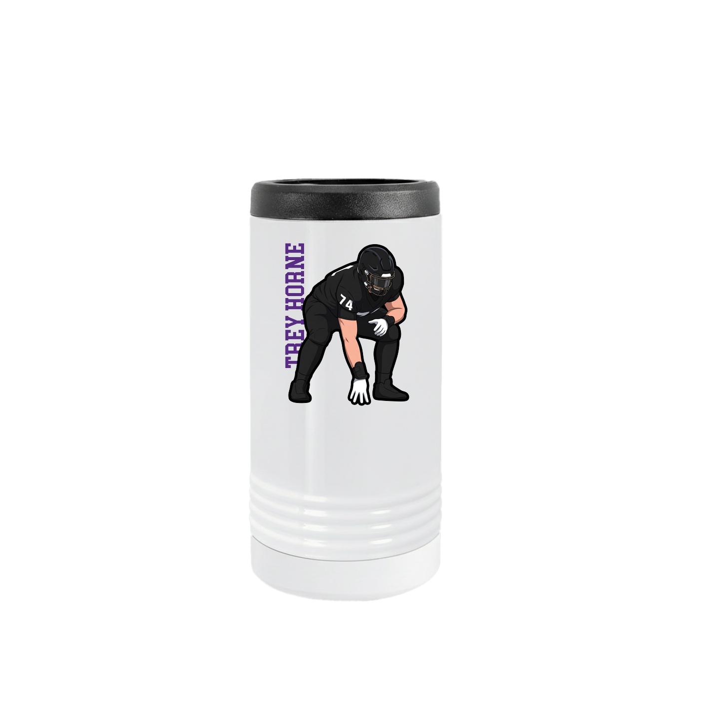 Slim Beverage Holder — Name Vertical in White