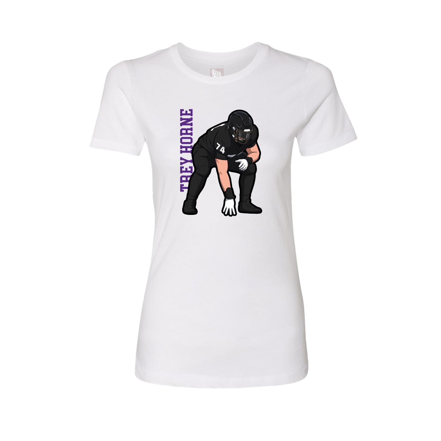 Fitted Women's Tee — Name Vertical in White