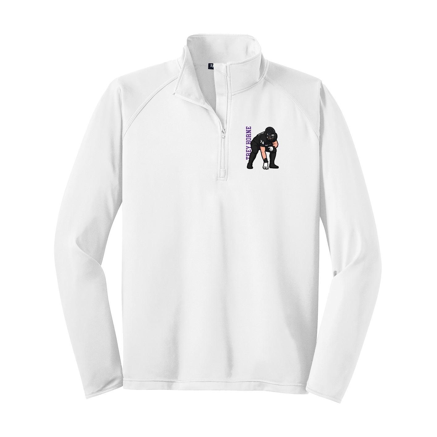 Q-Zip Pullover — Name Vertical in White
