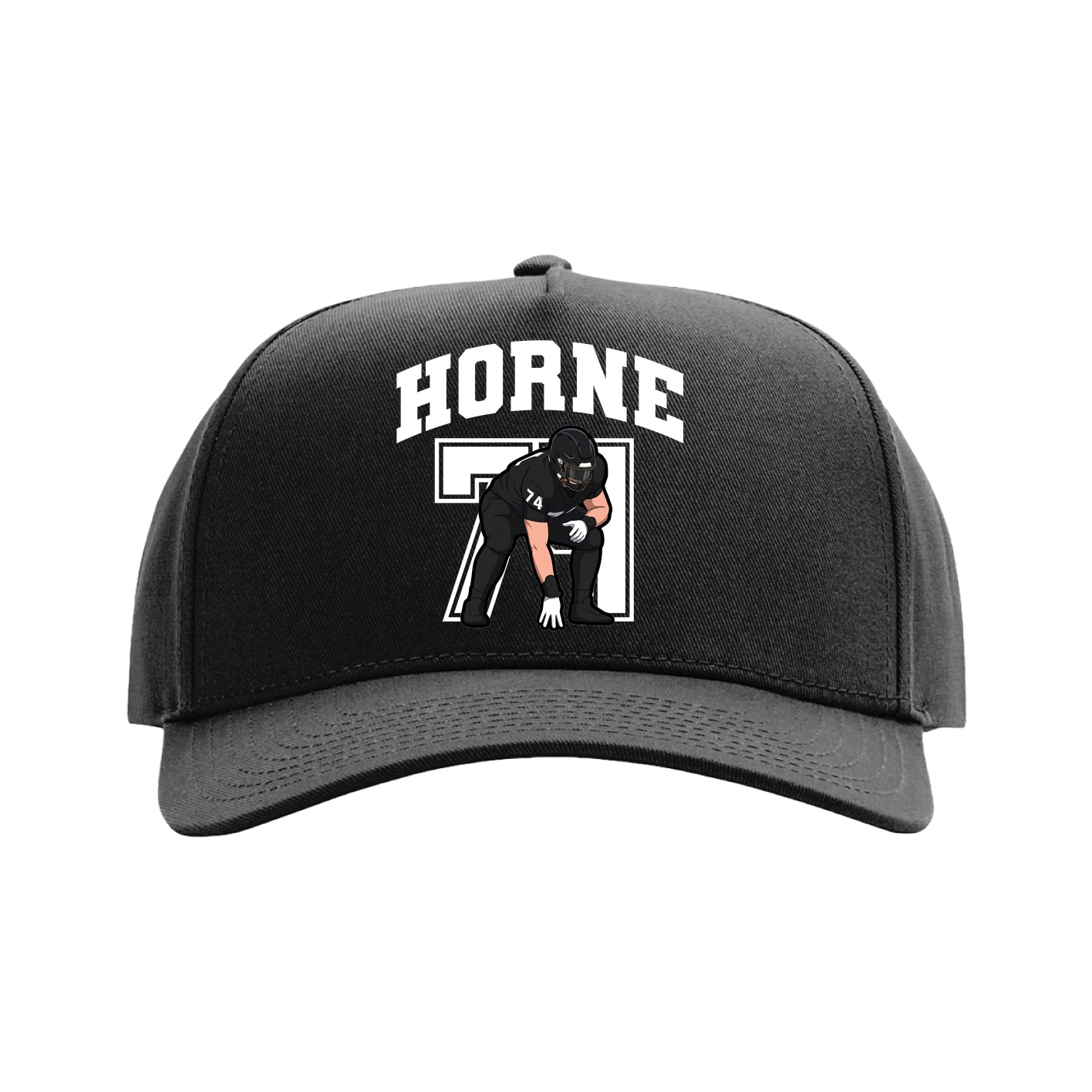 Full Fabric Five-Panel Champ Cap — Number in Black