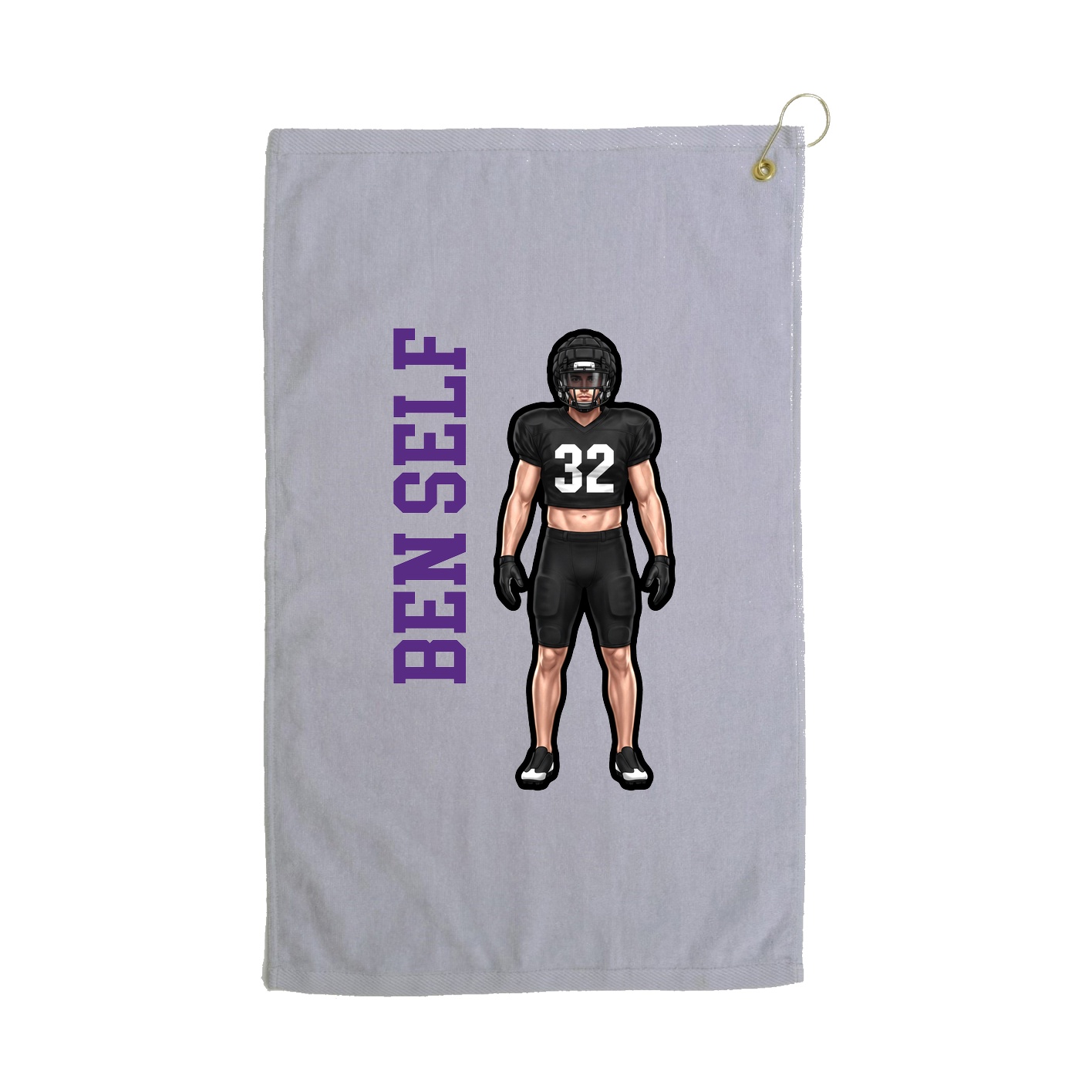 Golf Towel — Name Vertical in Grey