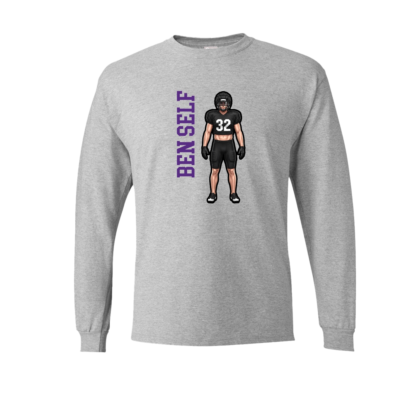 Long Sleeve Tee — Name Vertical in Grey