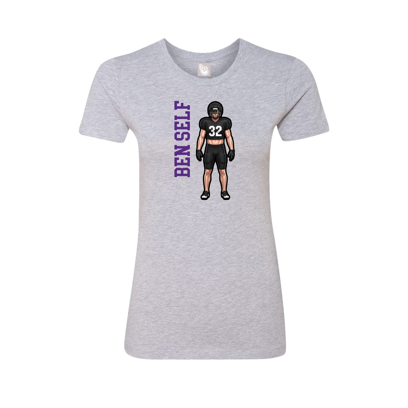 Fitted Women's Tee — Name Vertical in Grey