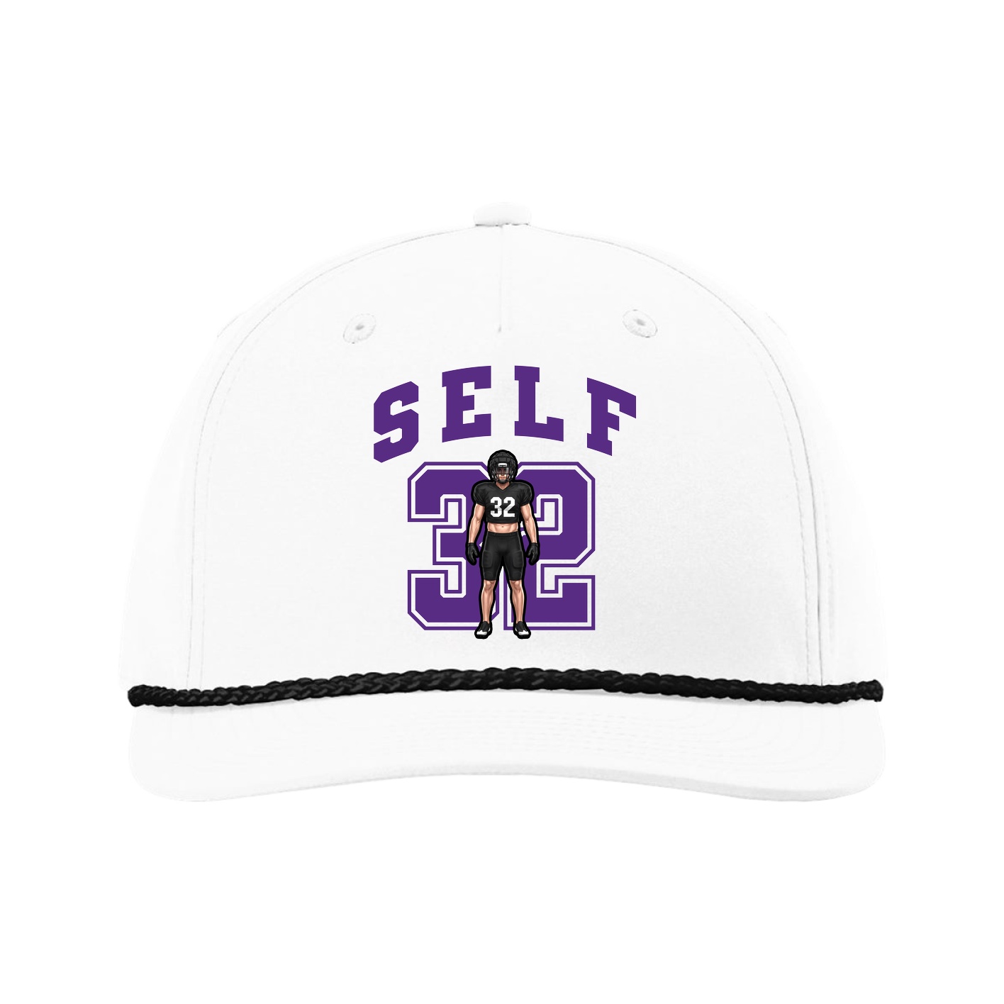 Five-Panel Classic Rope Cap — Number in White