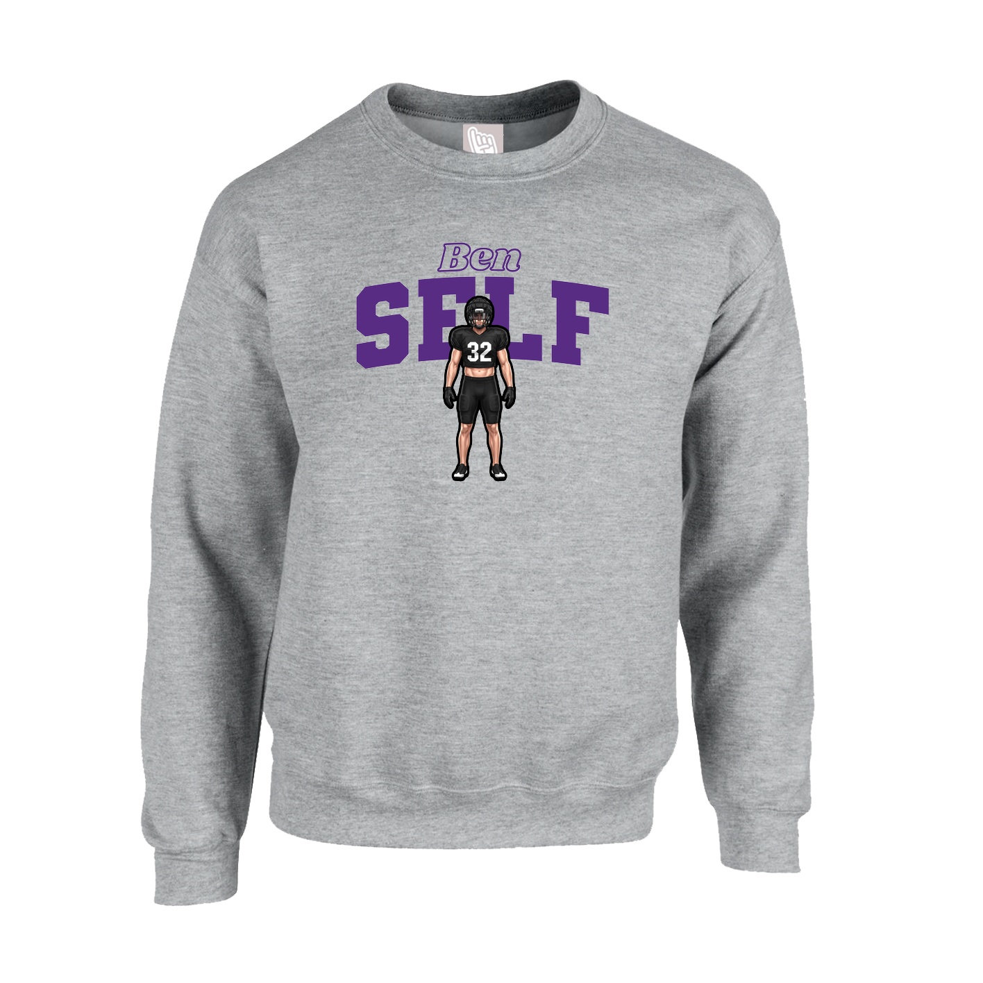 Fleece Crew — Name Arch in Grey
