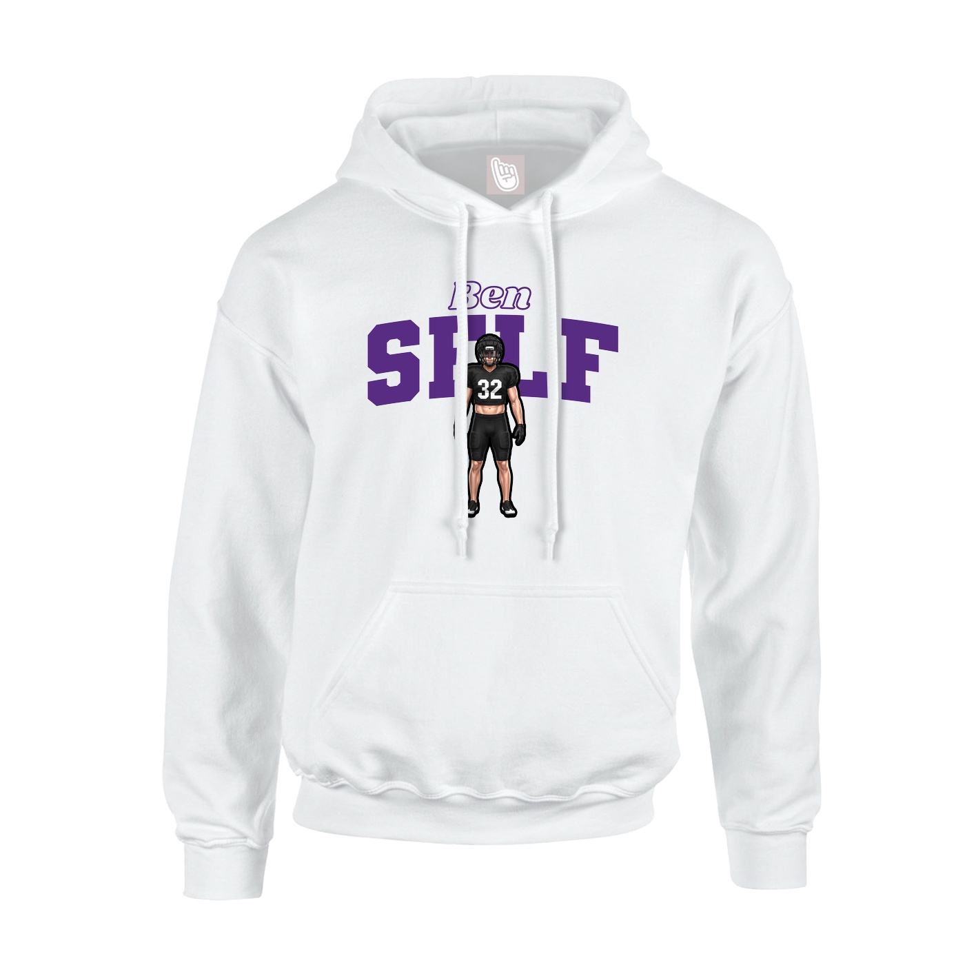 Youth Hoodie — Name Arch in White