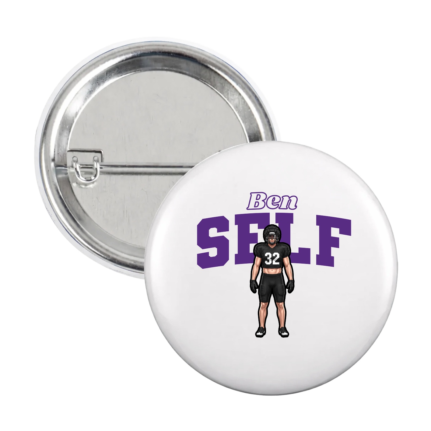 Game Day Button — Name Arch in White