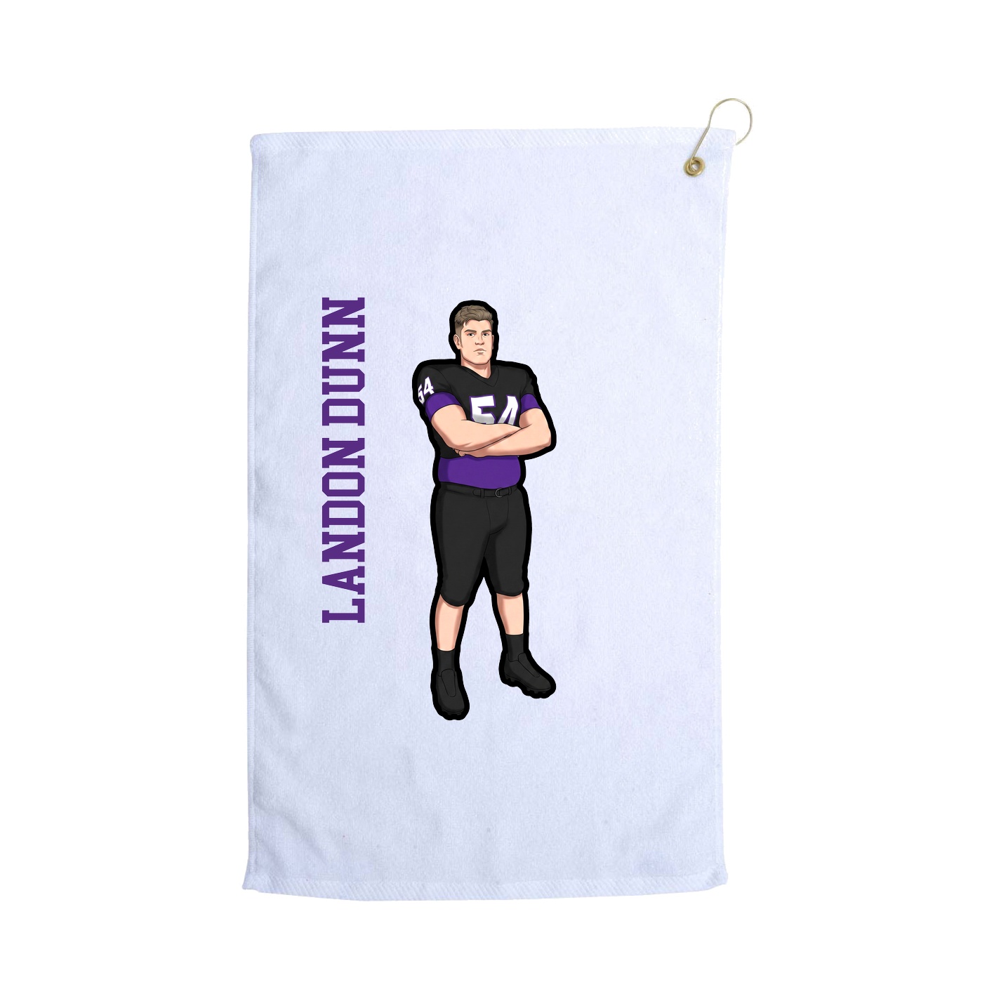 Golf Towel — Name Vertical in White
