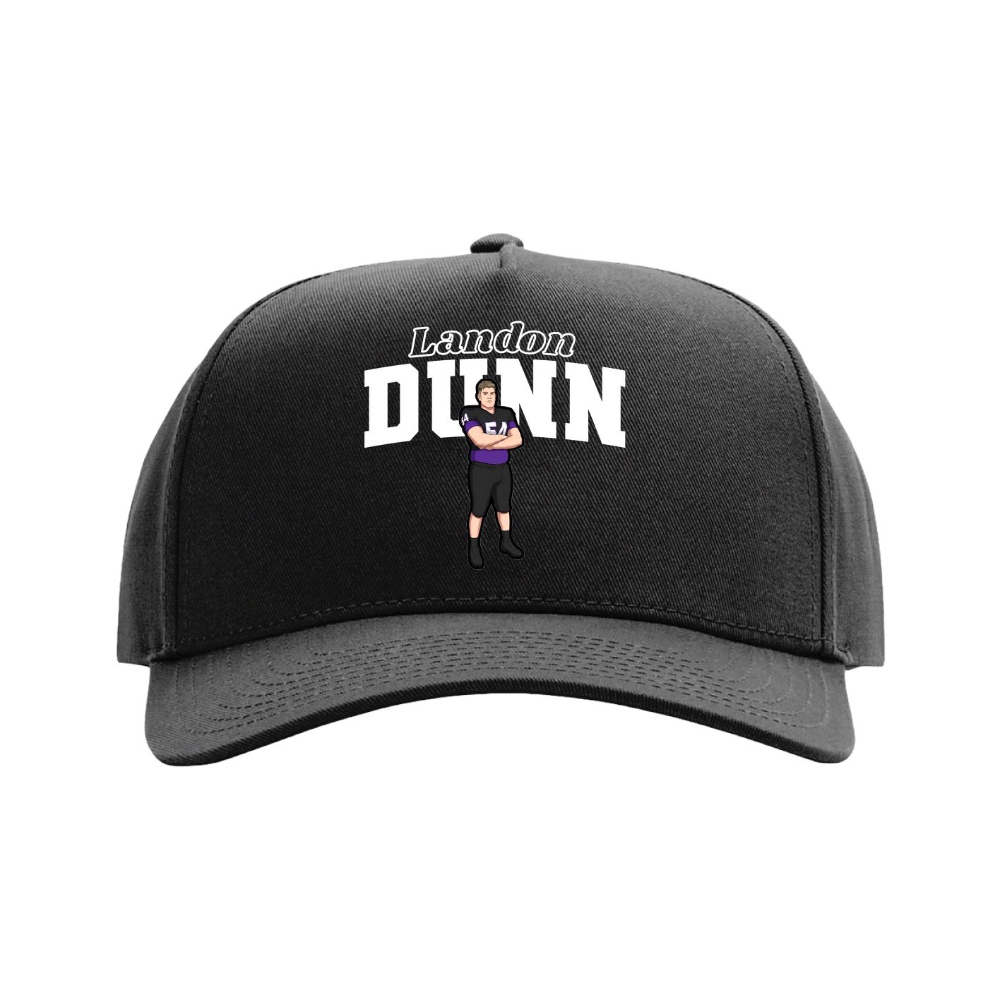 Full Fabric Five-Panel Champ Cap — Name Arch in Black