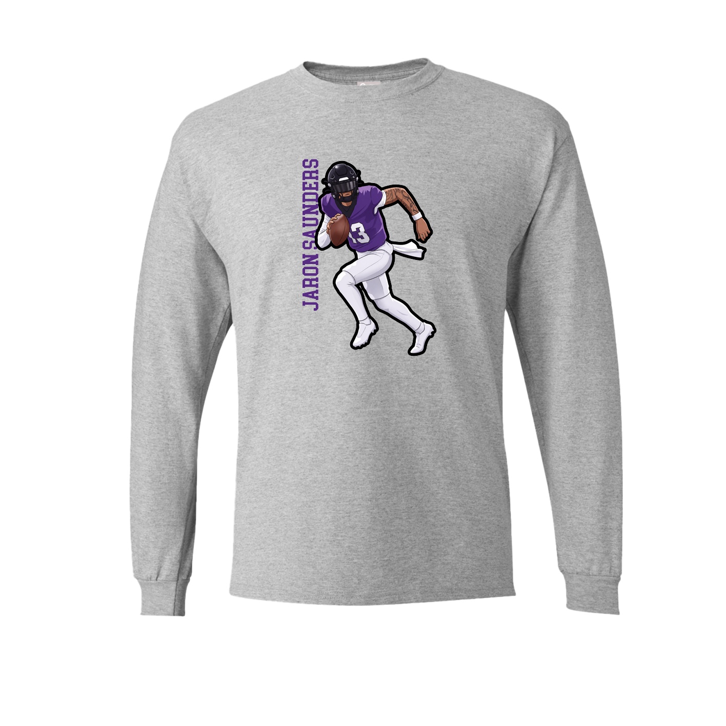 Long Sleeve Tee — Name Vertical in Grey