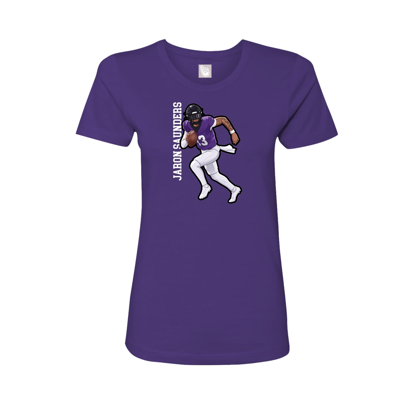 Fitted Women's Tee — Name Vertical in Purple