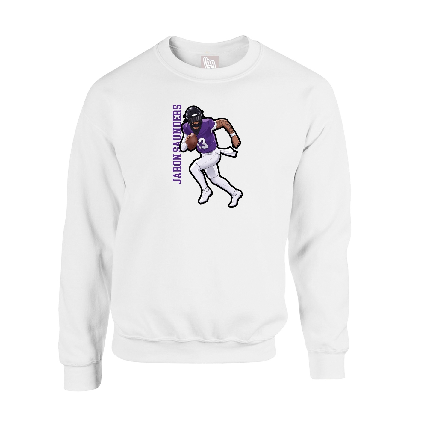 Fleece Crew — Name Vertical in White