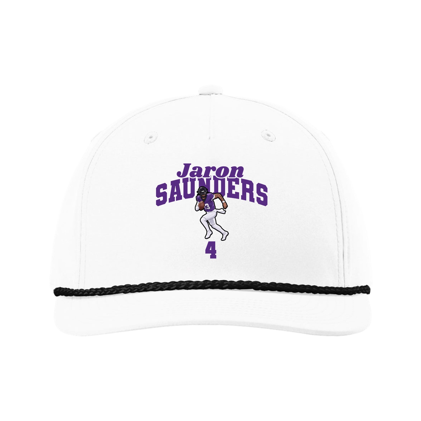 Five-Panel Classic Rope Cap — Signature Arch in White
