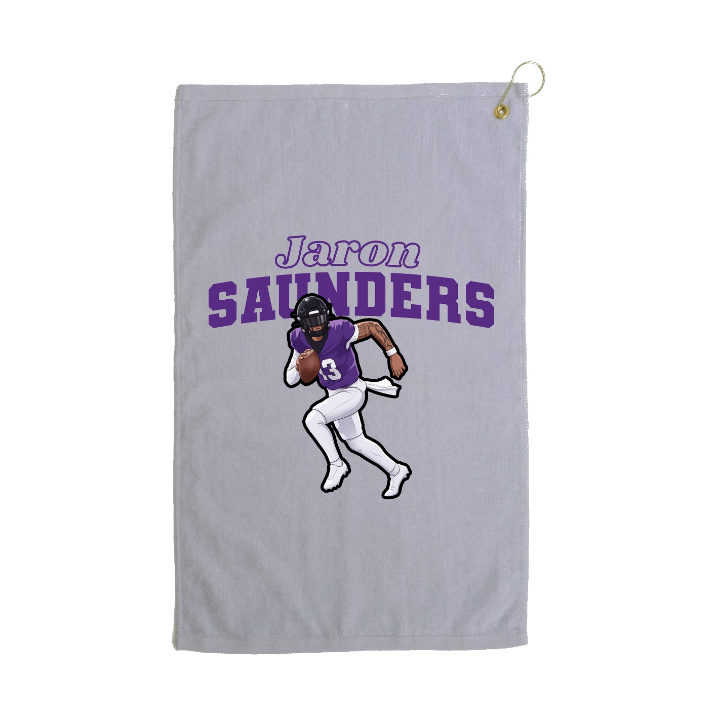Golf Towel — Name Arch in Grey