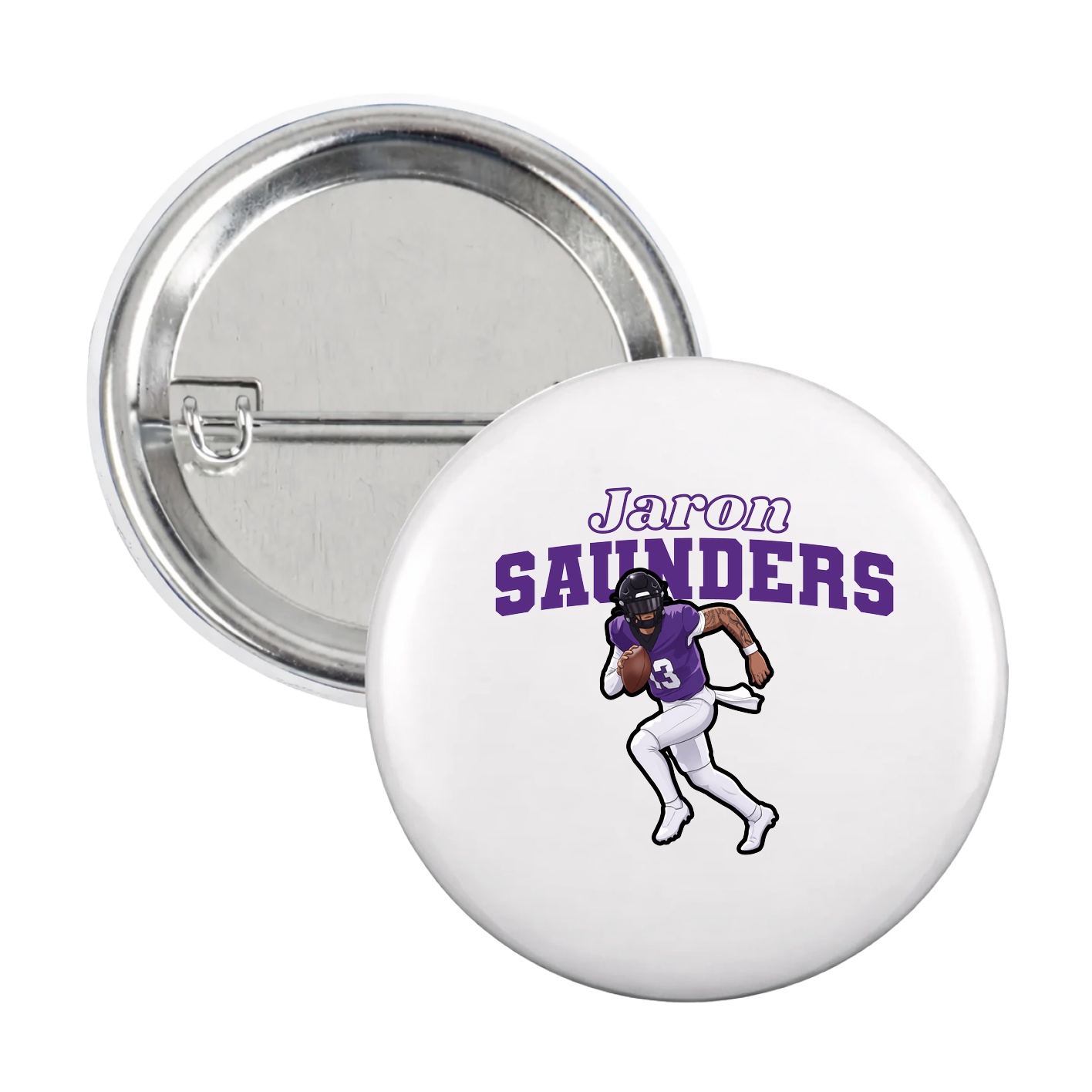 Game Day Button — Name Arch in White