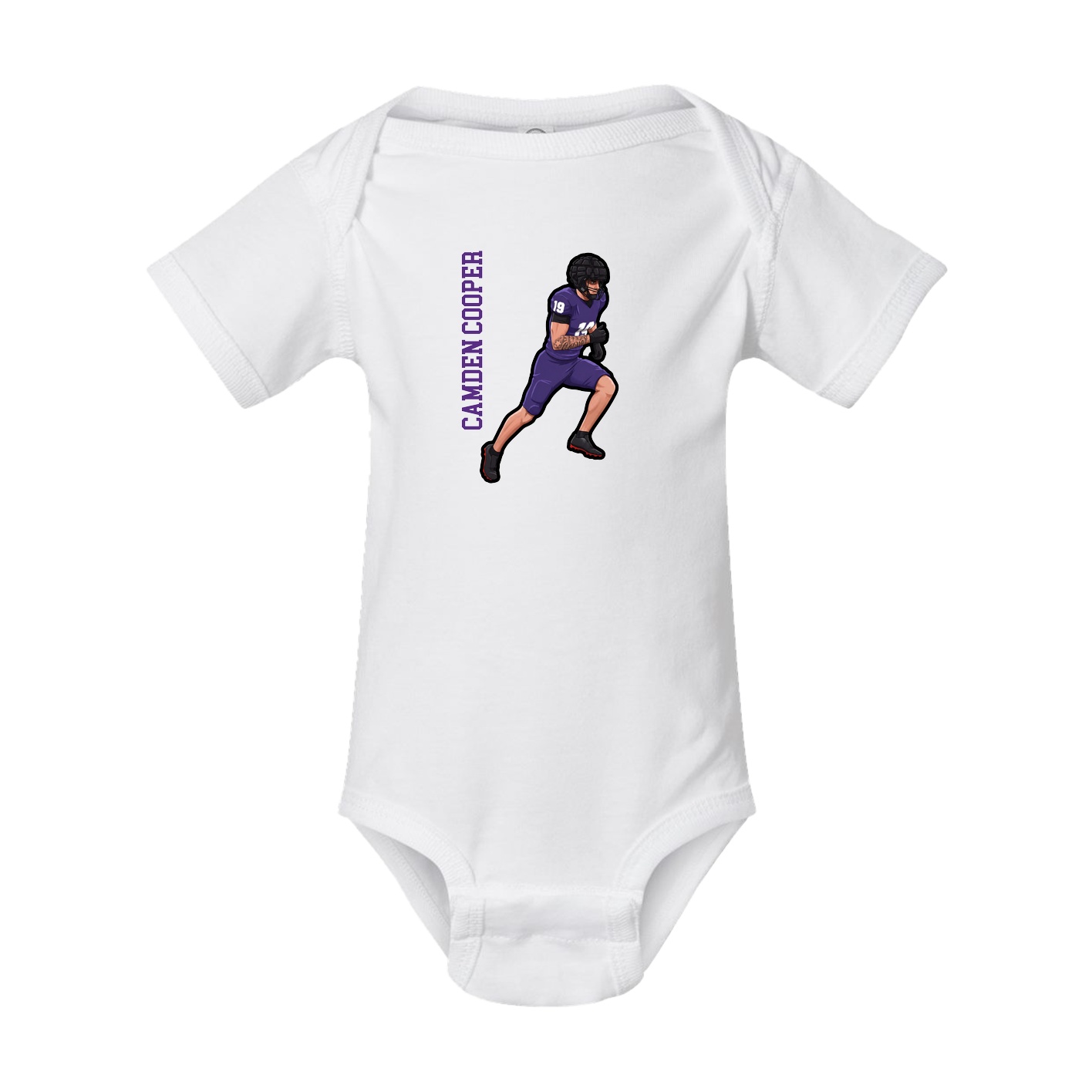 Baby Onesie — Name Vertical in White