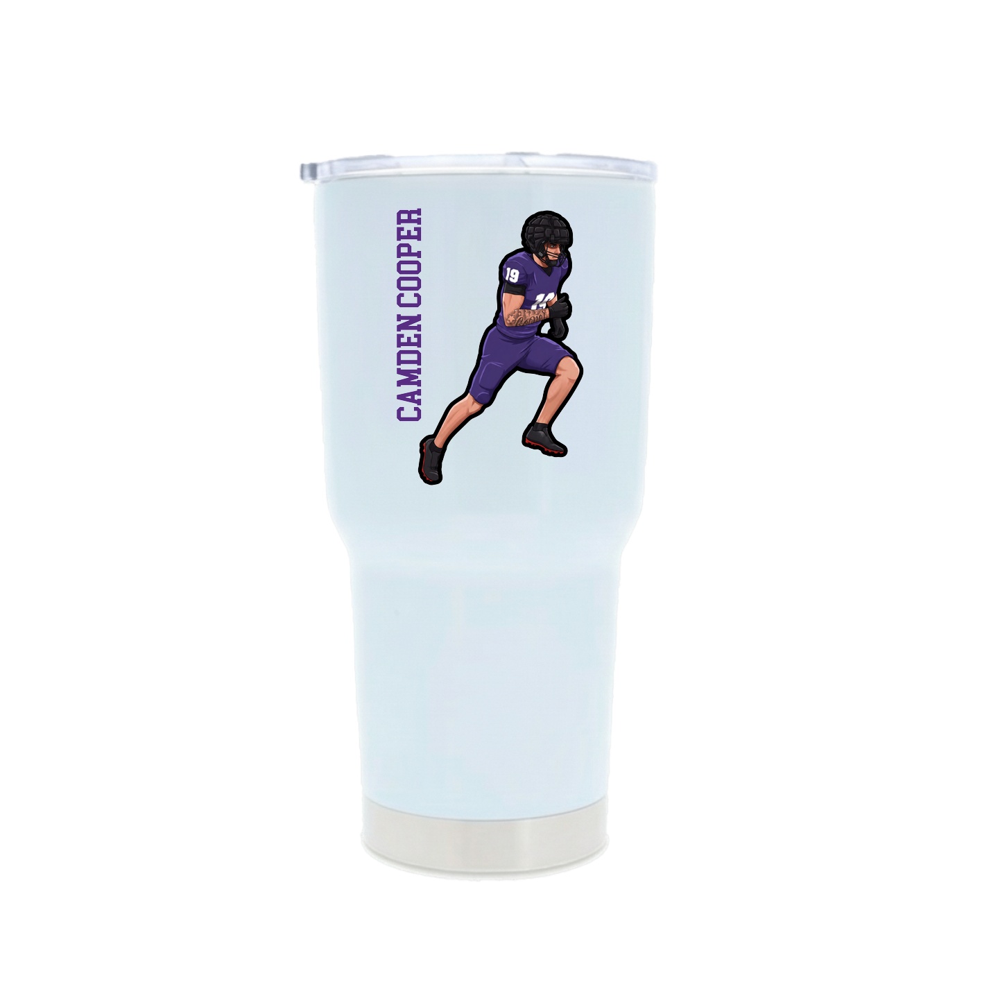 30oz Stainless Steel Tumbler — Name Vertical in White