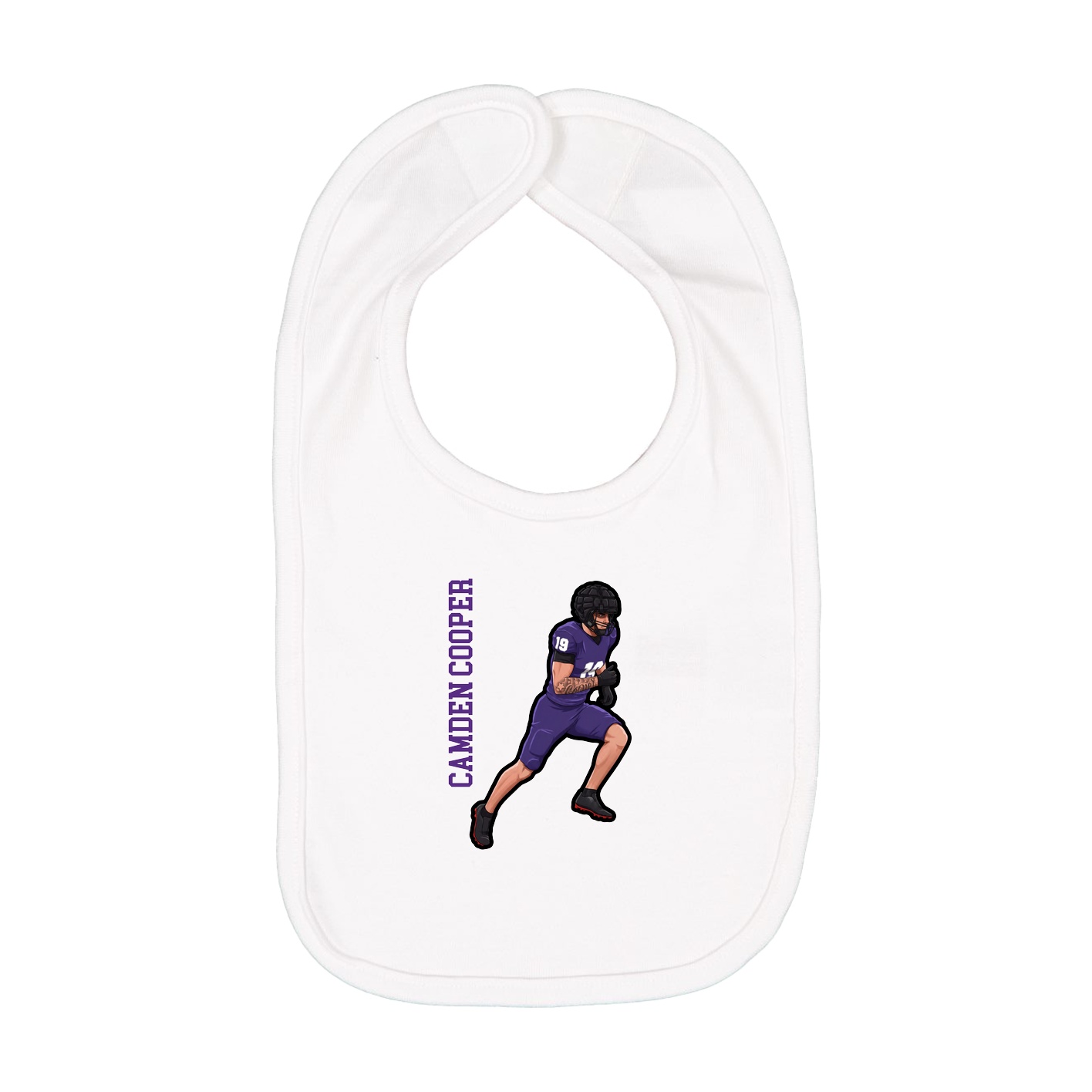 Infant Bib — Name Vertical in White