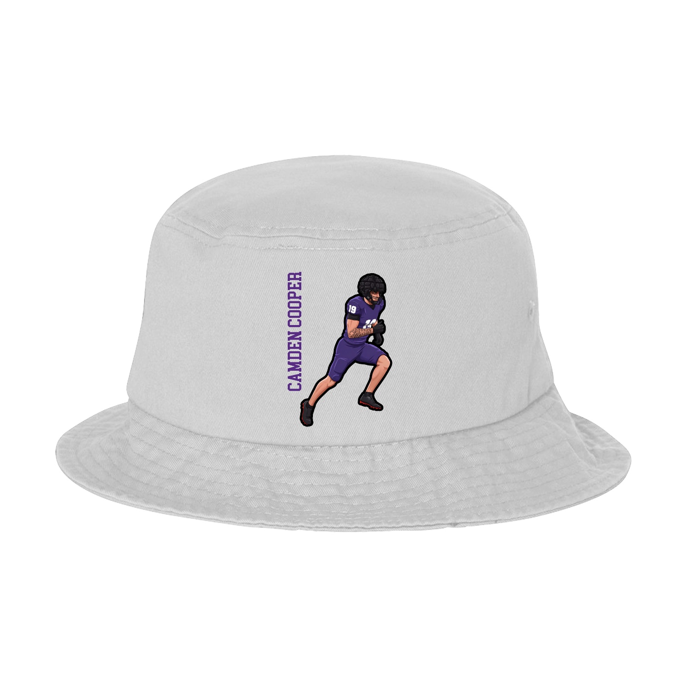 Bucket Cap — Name Vertical in White