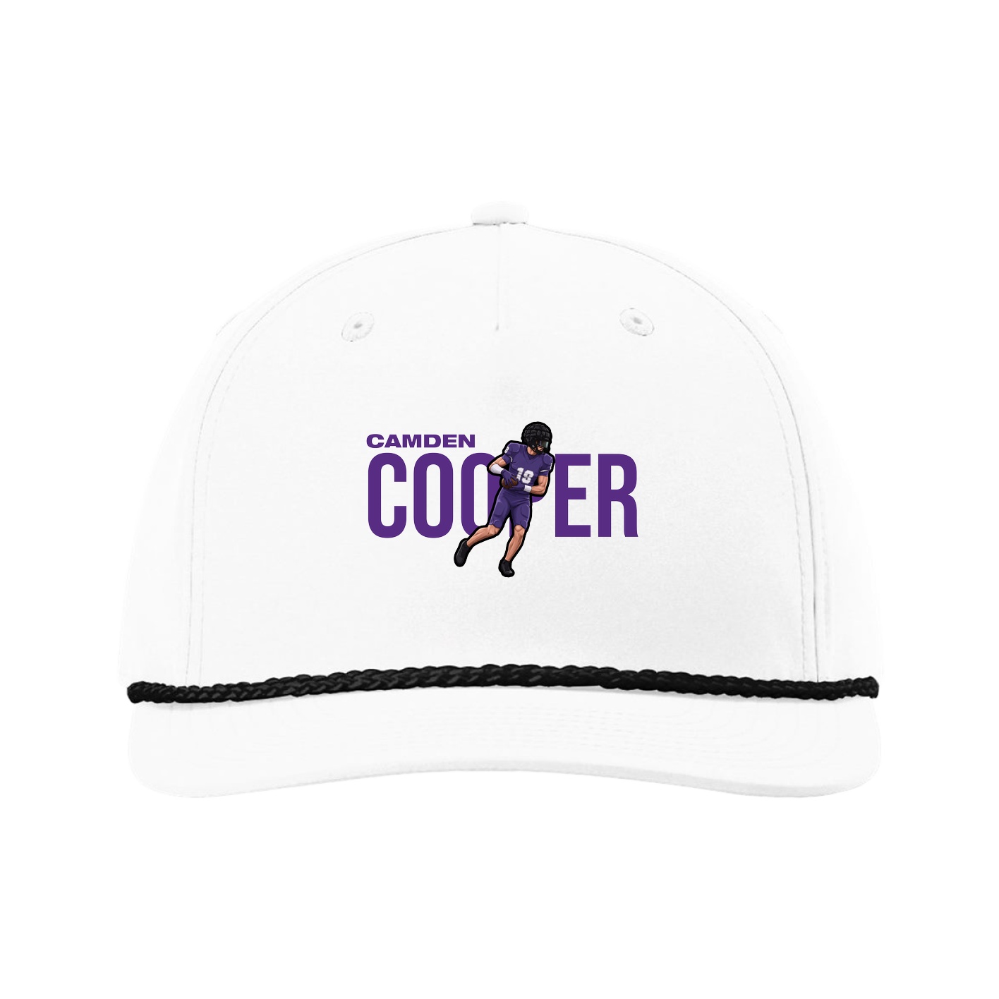 Five-Panel Classic Rope Cap — Player Name in White