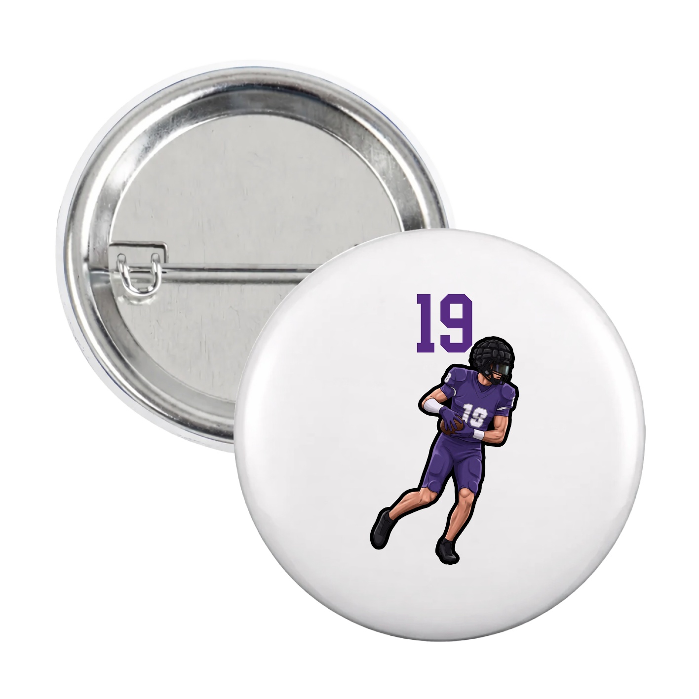Game Day Button — Number Top in White