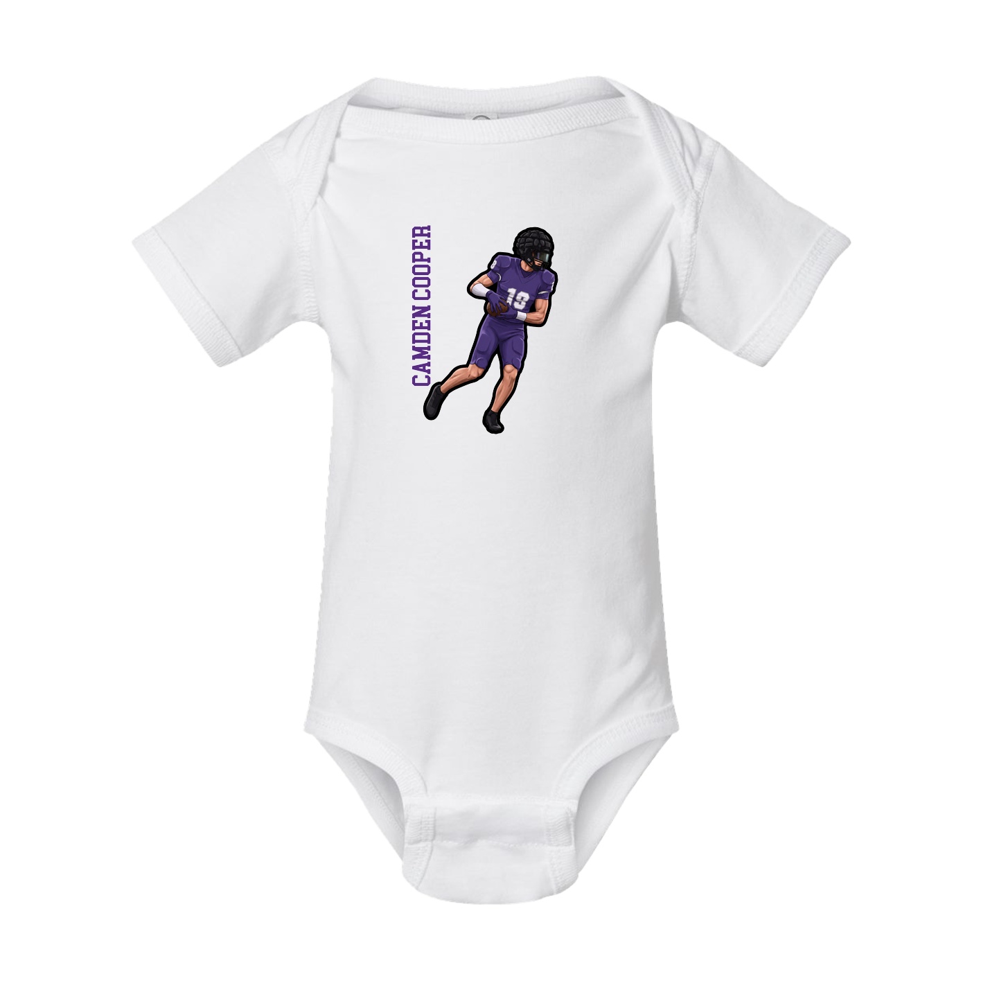Baby Onesie — Name Vertical in White