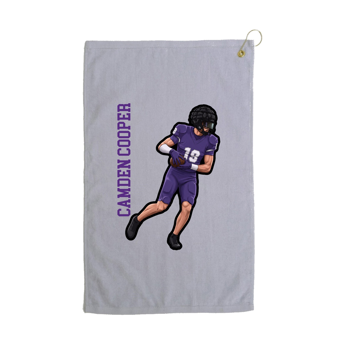 Golf Towel — Name Vertical in Grey
