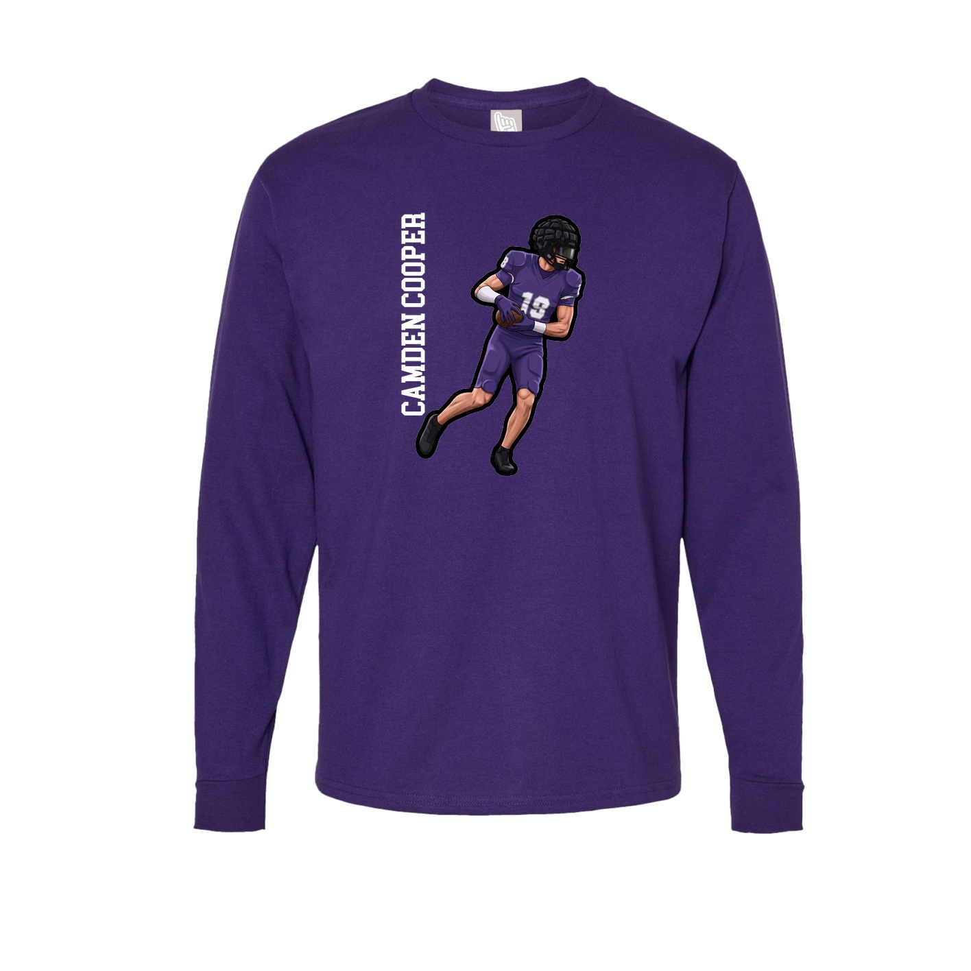 Long Sleeve Tee — Name Vertical in Purple