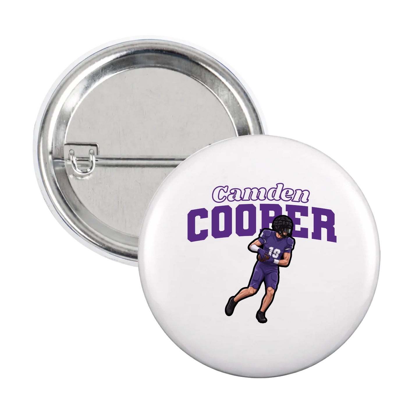 Game Day Button — Name Arch in White