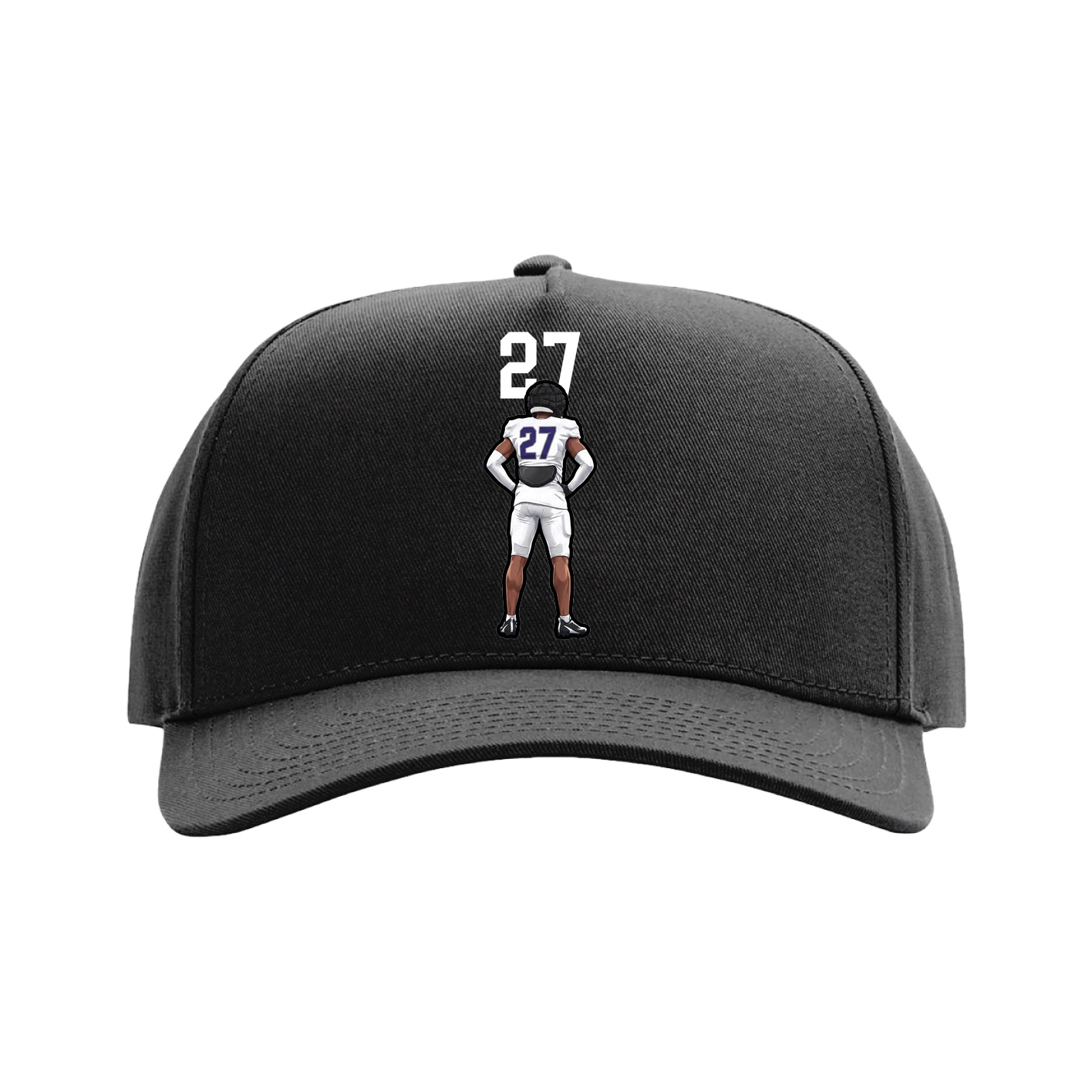Full Fabric Five-Panel Champ Cap — Number Top in Black