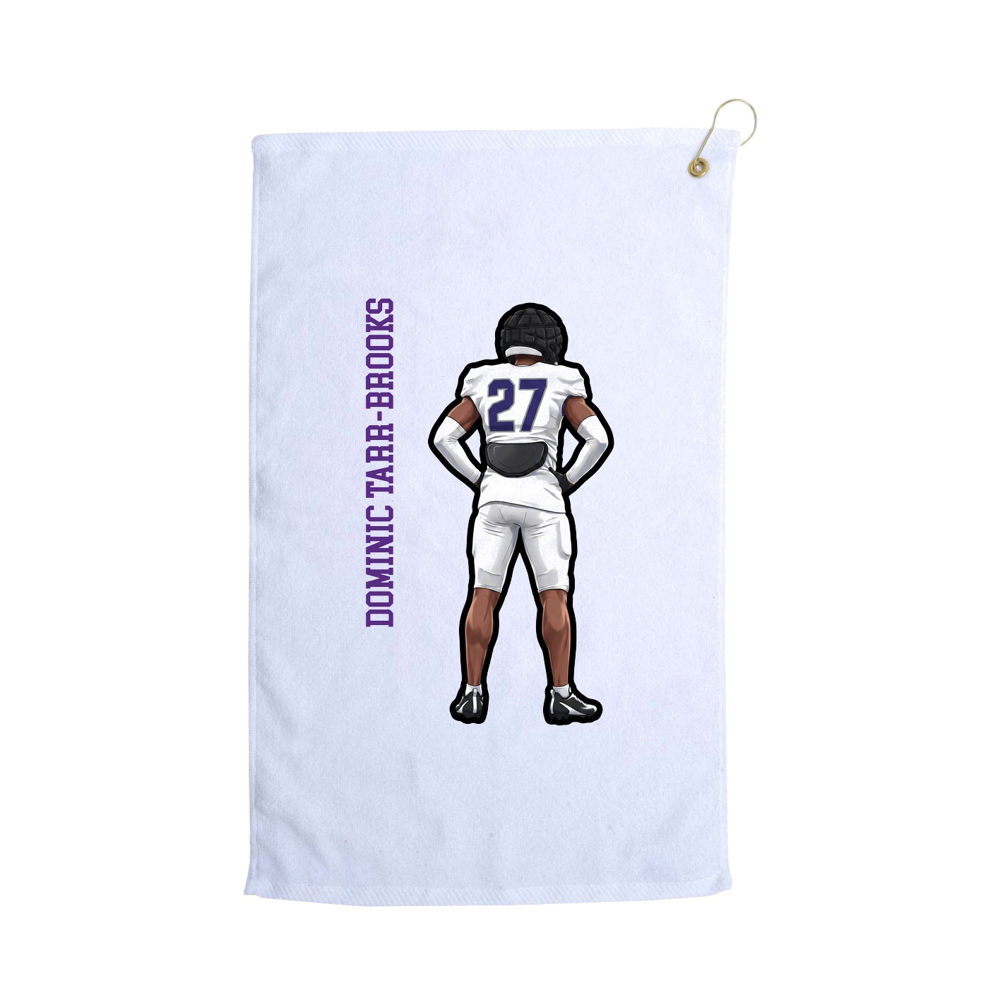 Golf Towel — Name Vertical in White