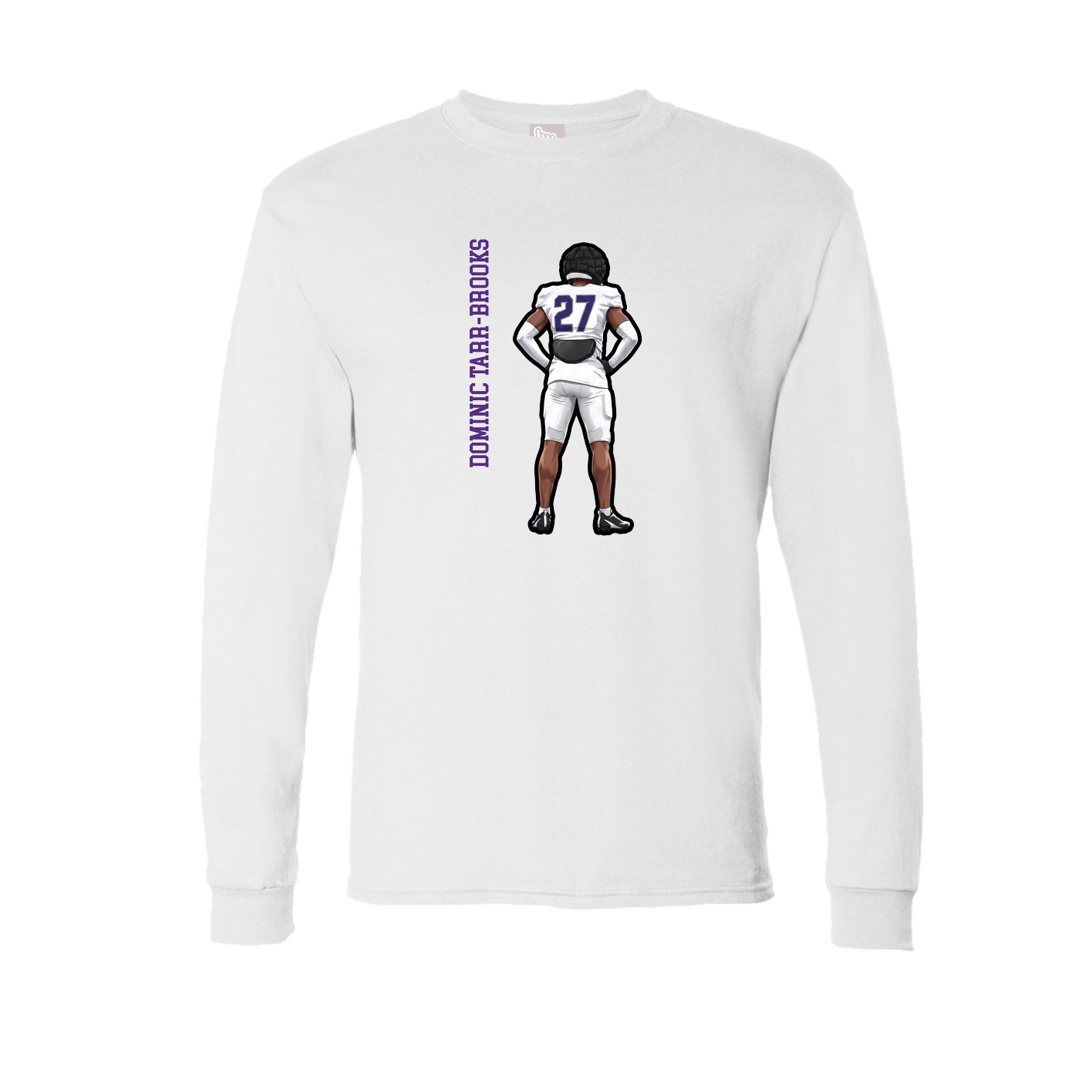Long Sleeve Tee — Name Vertical in White