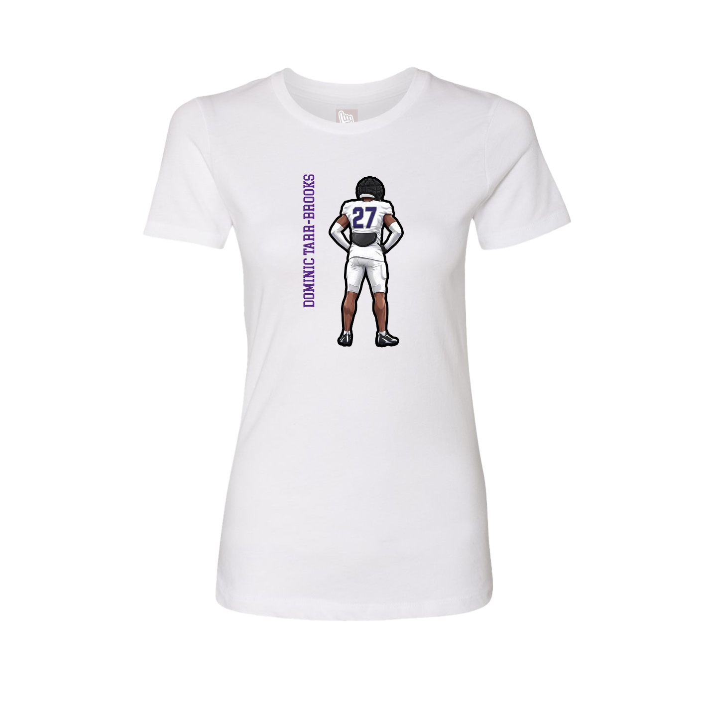 Fitted Women's Tee — Name Vertical in White