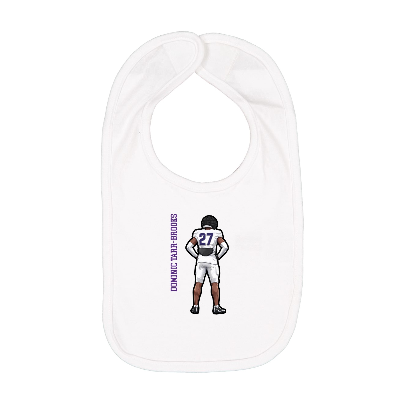 Infant Bib — Name Vertical in White