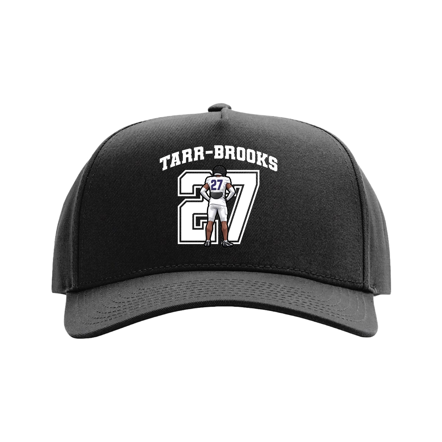 Full Fabric Five-Panel Champ Cap — Number in Black