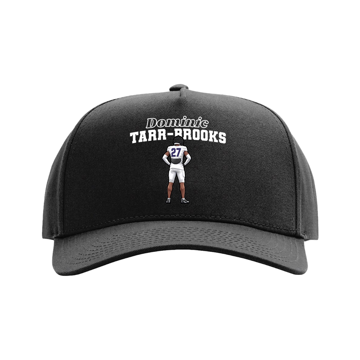 Full Fabric Five-Panel Champ Cap — Name Arch in Black