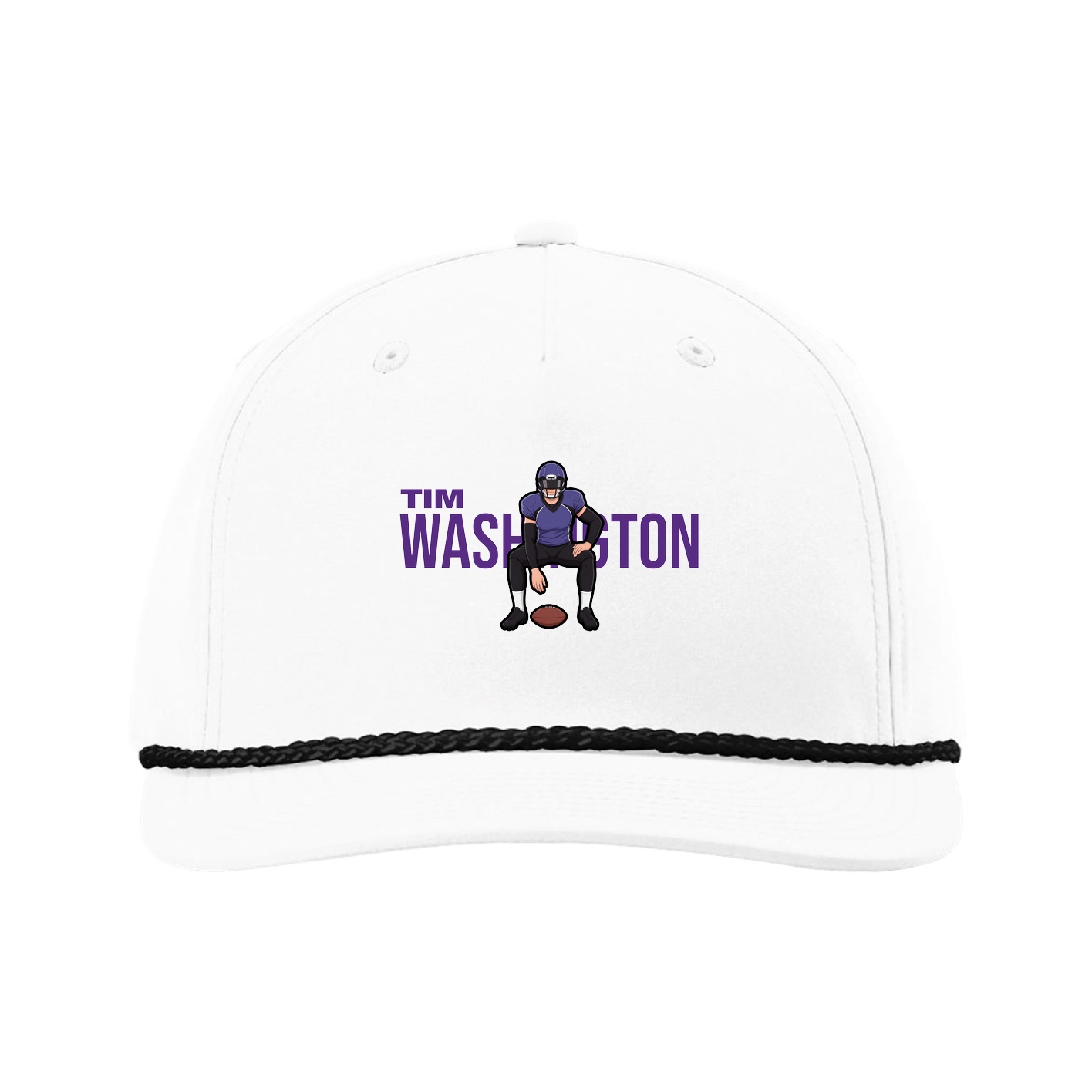 Five-Panel Classic Rope Cap — Player Name in White