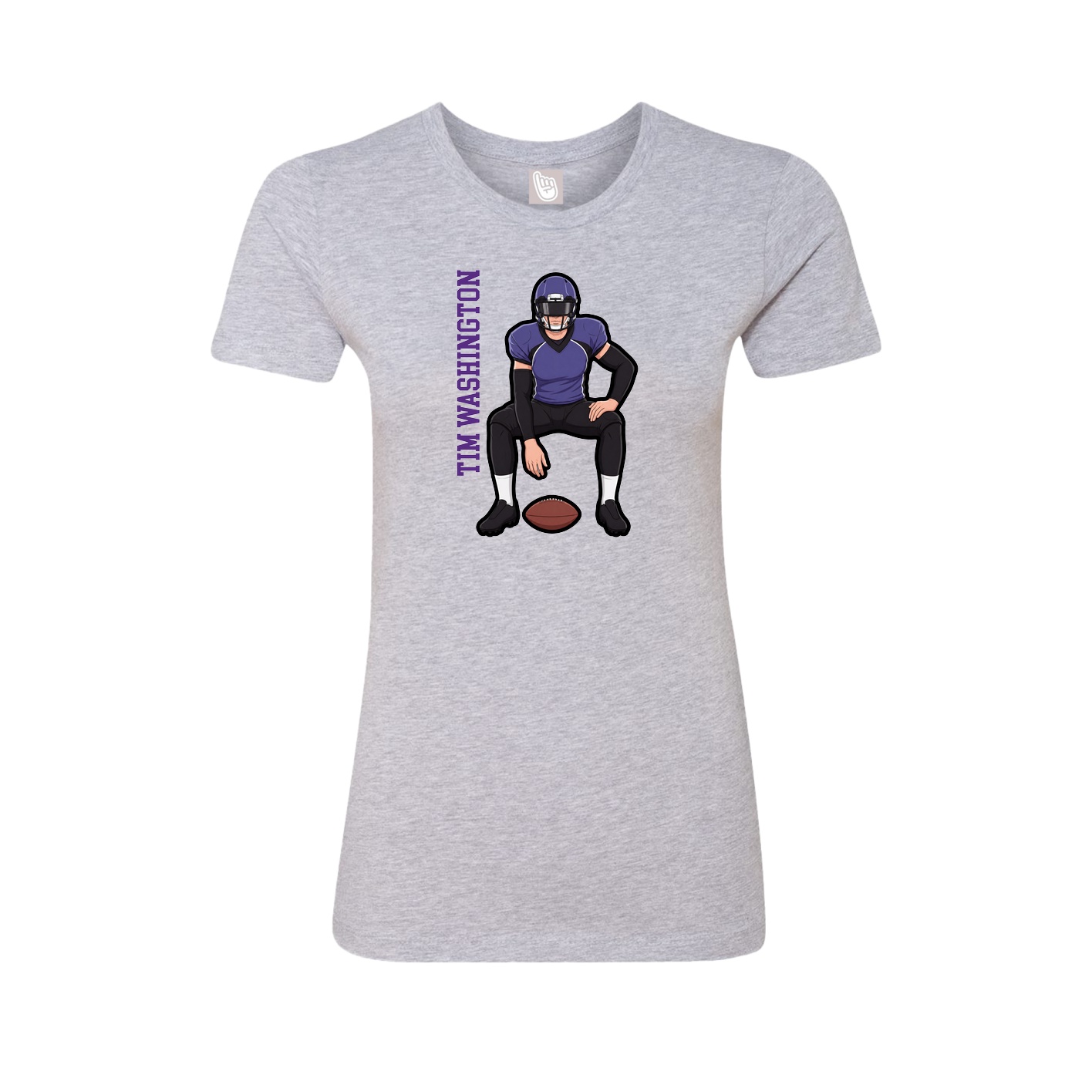 Fitted Women's Tee — Name Vertical in Grey