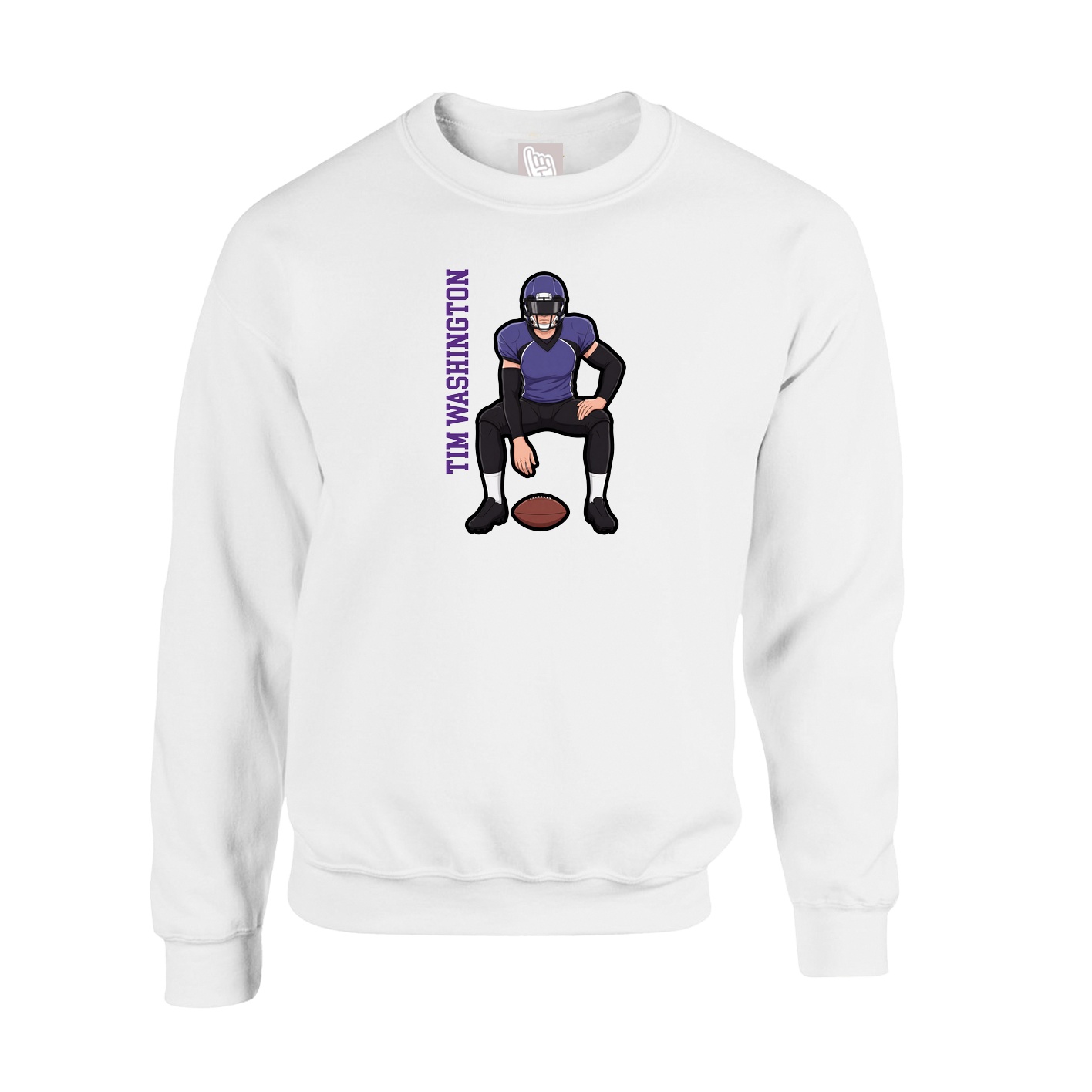 Fleece Crew — Name Vertical in White