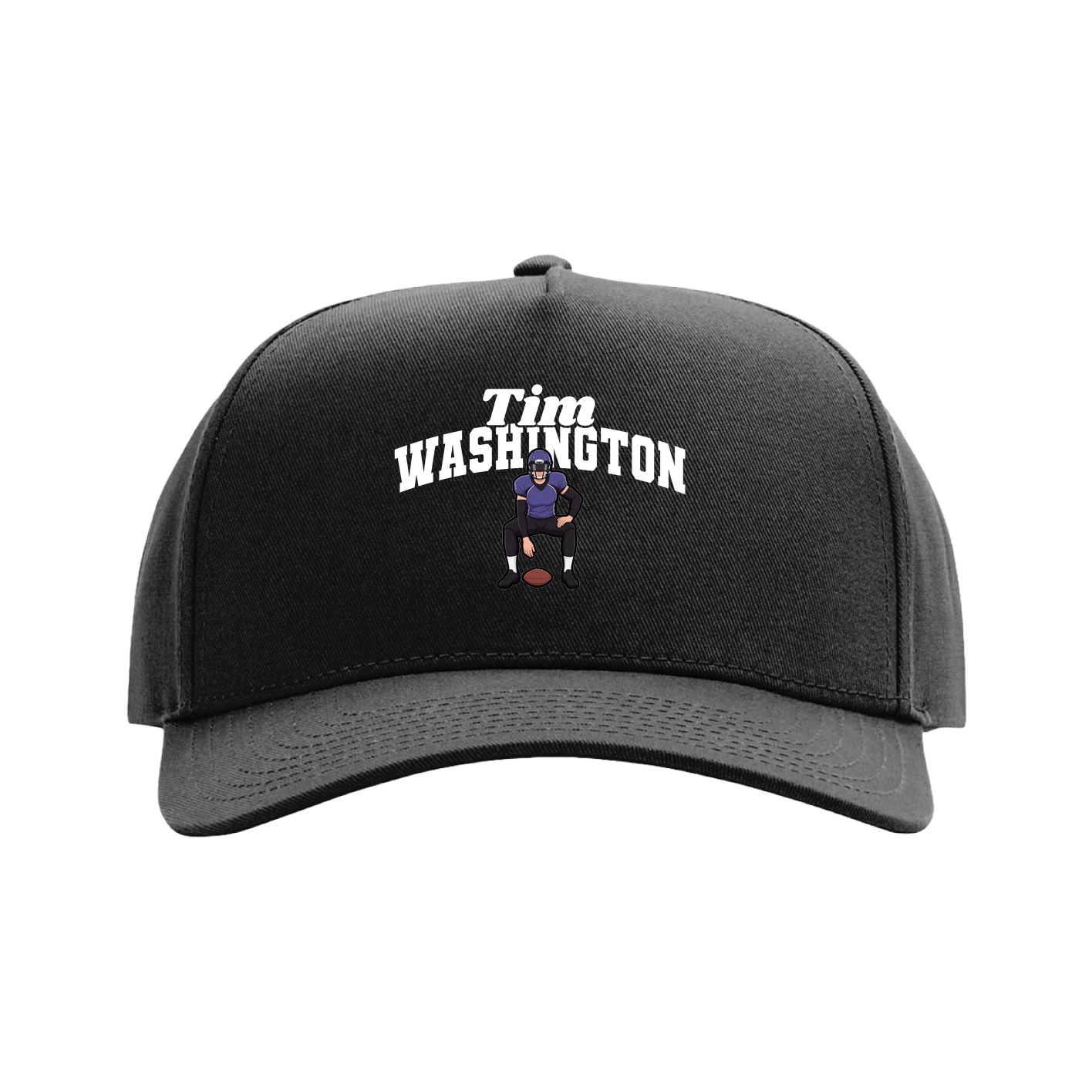 Full Fabric Five-Panel Champ Cap — Signature Arch in Black