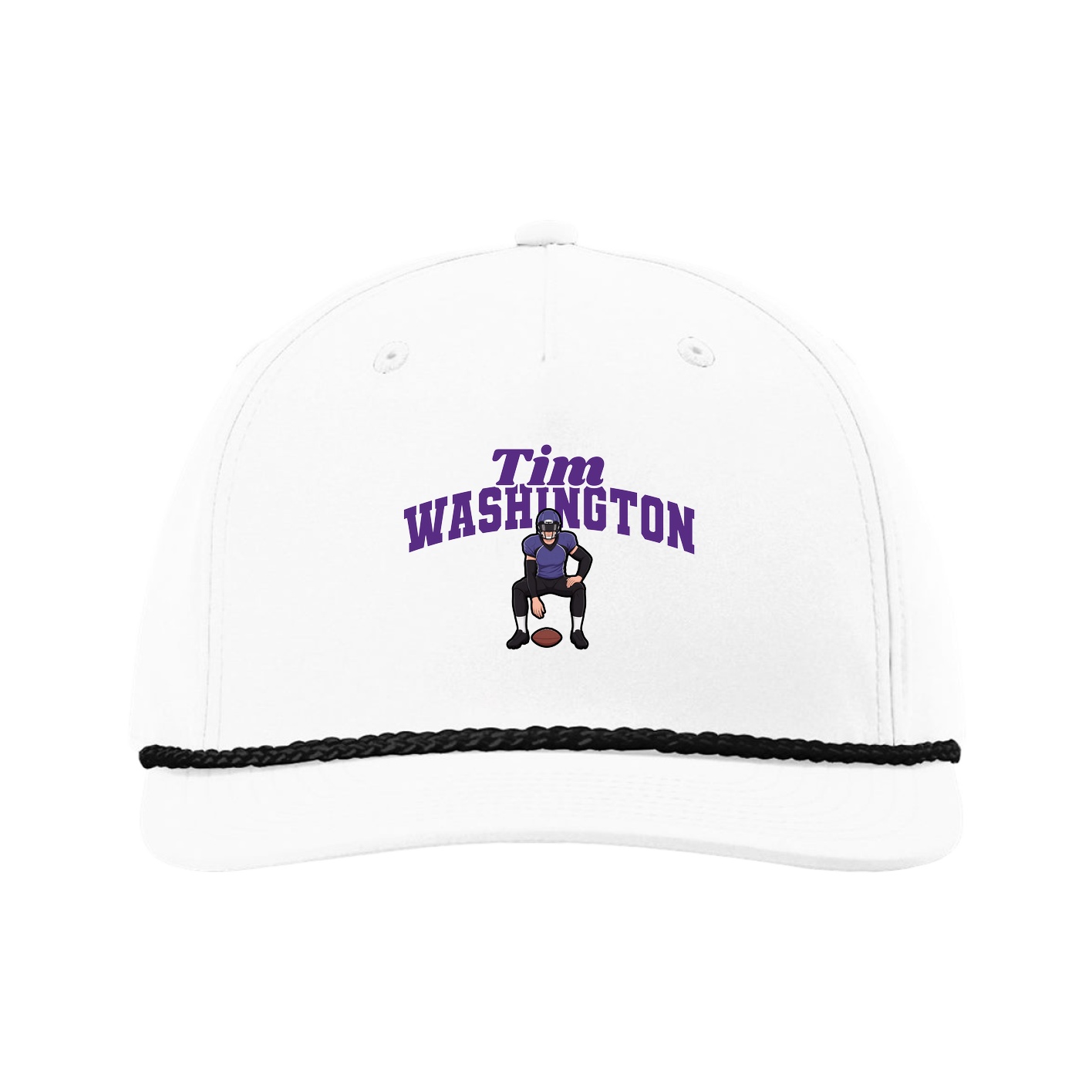 Five-Panel Classic Rope Cap — Signature Arch in White