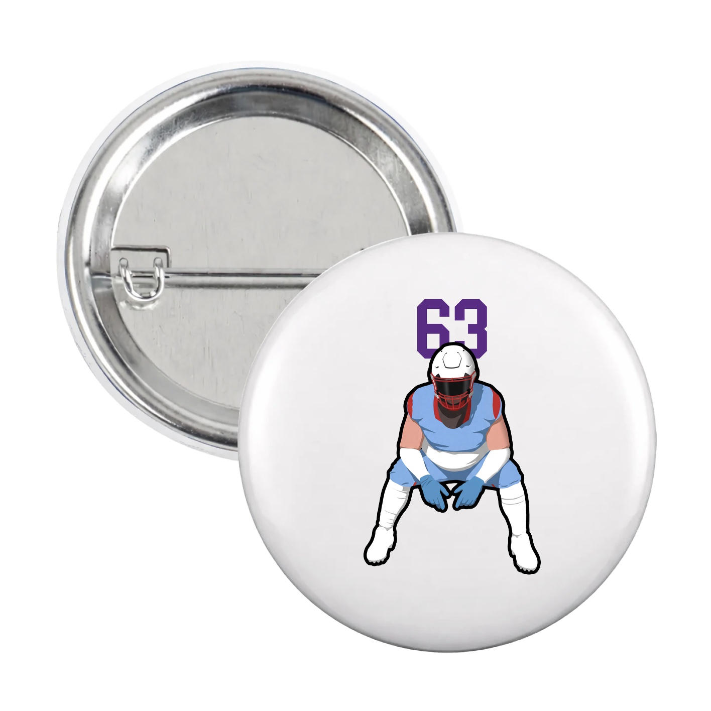 Game Day Button — Number Top in White