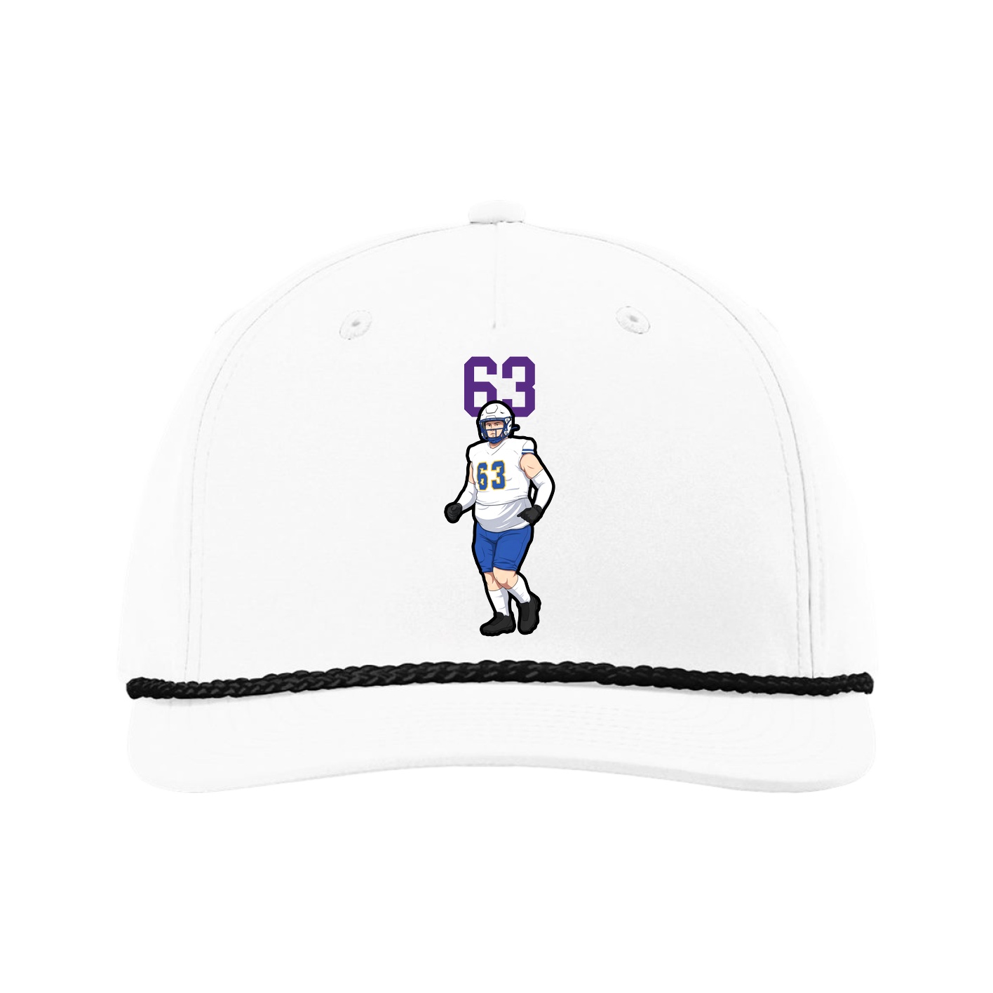 Five-Panel Classic Rope Cap — Number Top in White