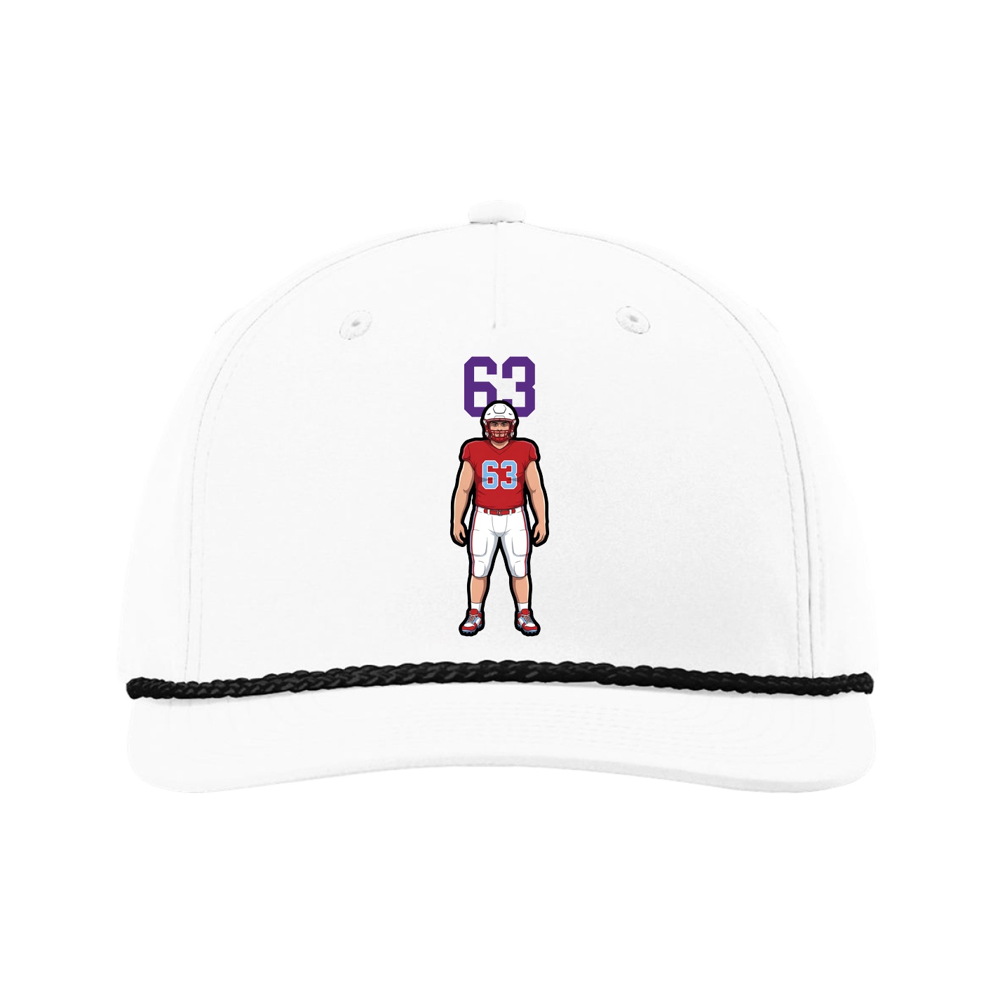 Five-Panel Classic Rope Cap — Number Top in White
