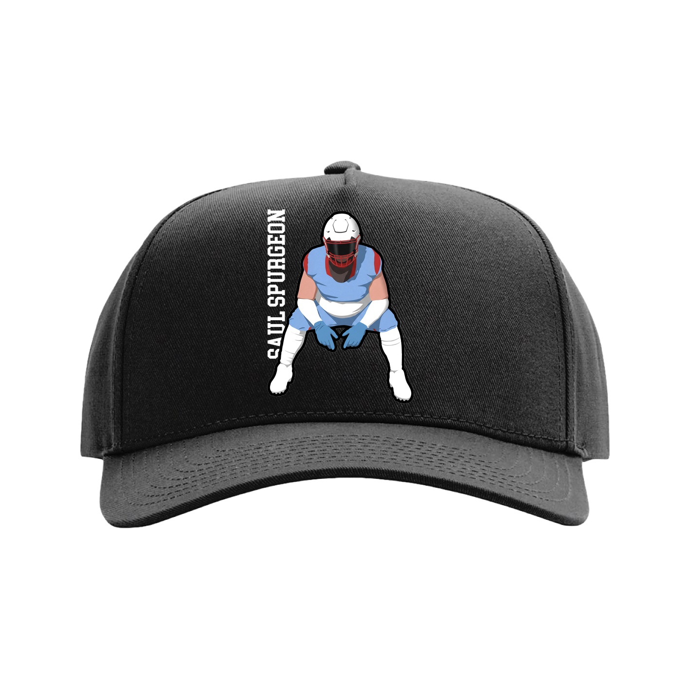 Full Fabric Five-Panel Champ Cap — Name Vertical in Black